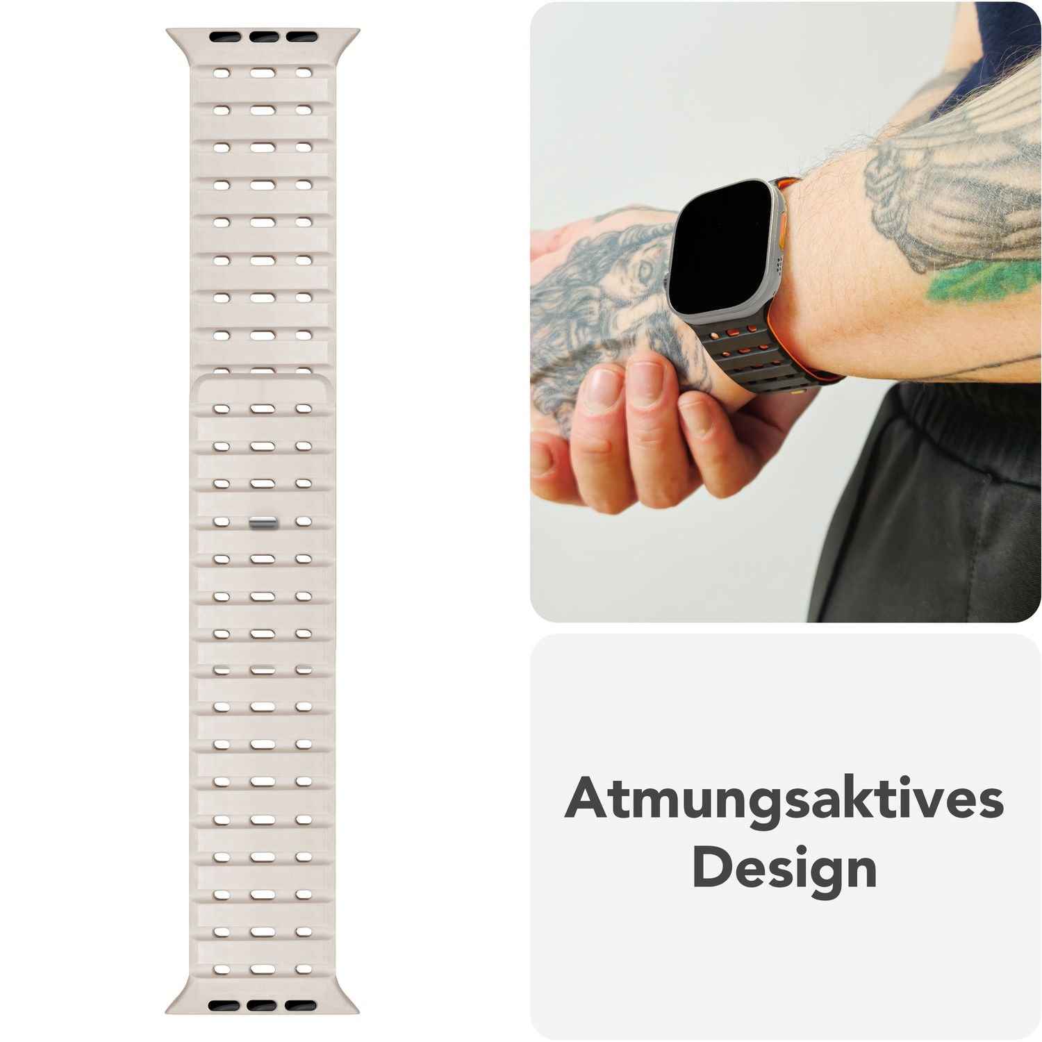 NALIA Volt Armband für Apple Watch Series Ultra/SE/10/9/8/7/6/5/4/3/2/1, Gehäusegröße 42/44/45/49mm, Silikon Magnet Loop Sportarmband mit Steck-Pin Verschluss