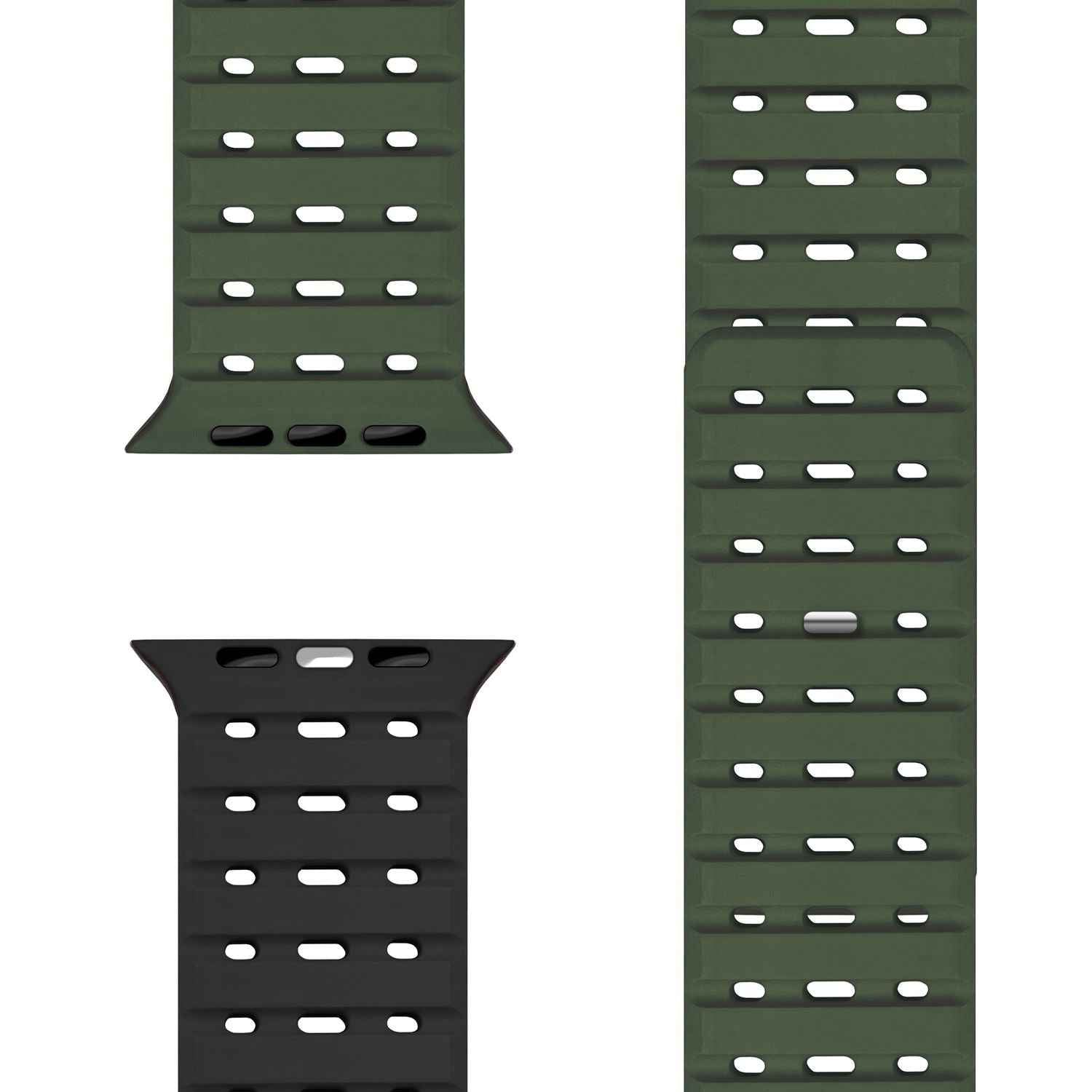 NALIA Volt Armband für Apple Watch Series Ultra/SE/10/9/8/7/6/5/4/3/2/1, Gehäusegröße 42/44/45/49mm, Silikon Magnet Loop Sportarmband mit Steck-Pin Verschluss