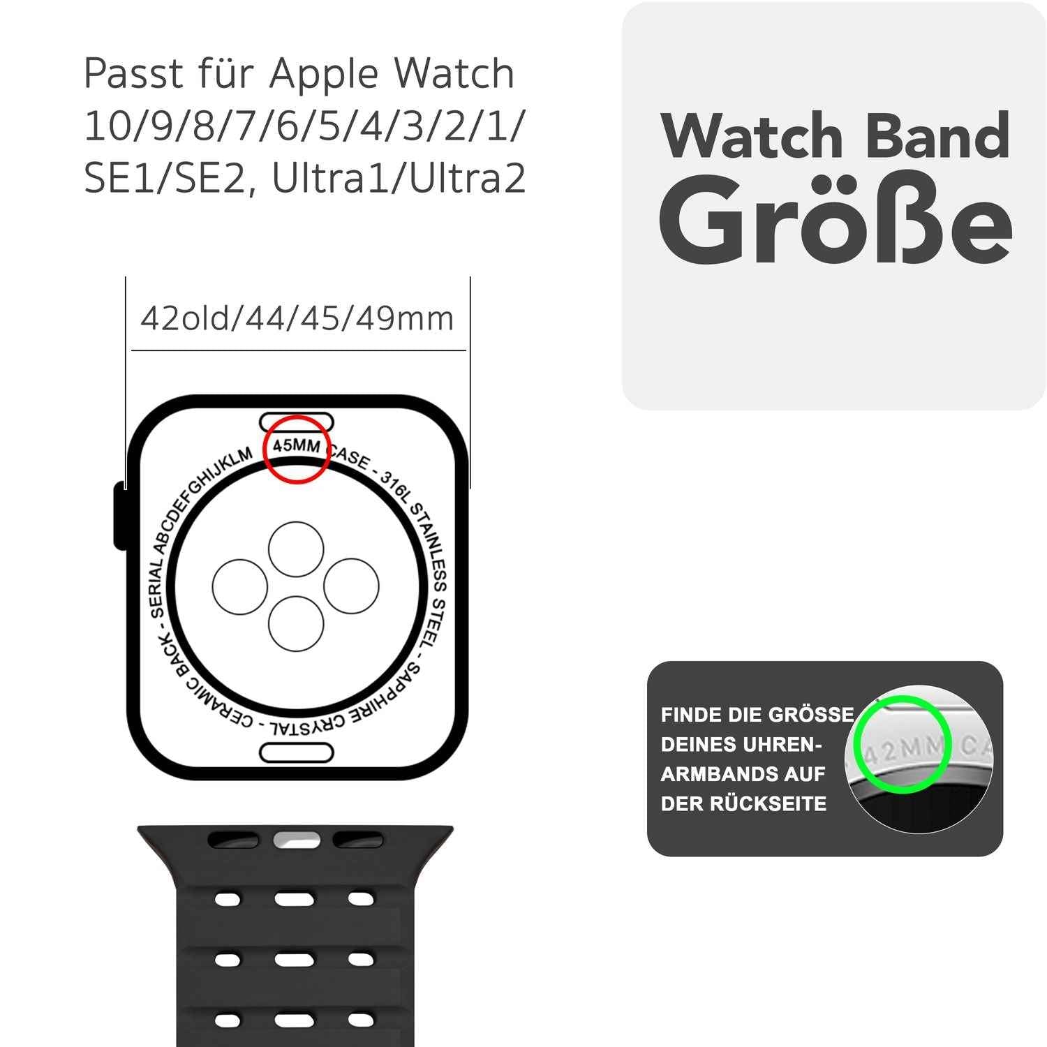 NALIA Volt Armband für Apple Watch Series Ultra/SE/10/9/8/7/6/5/4/3/2/1, Gehäusegröße 42/44/45/49mm, Silikon Magnet Loop Sportarmband mit Steck-Pin Verschluss