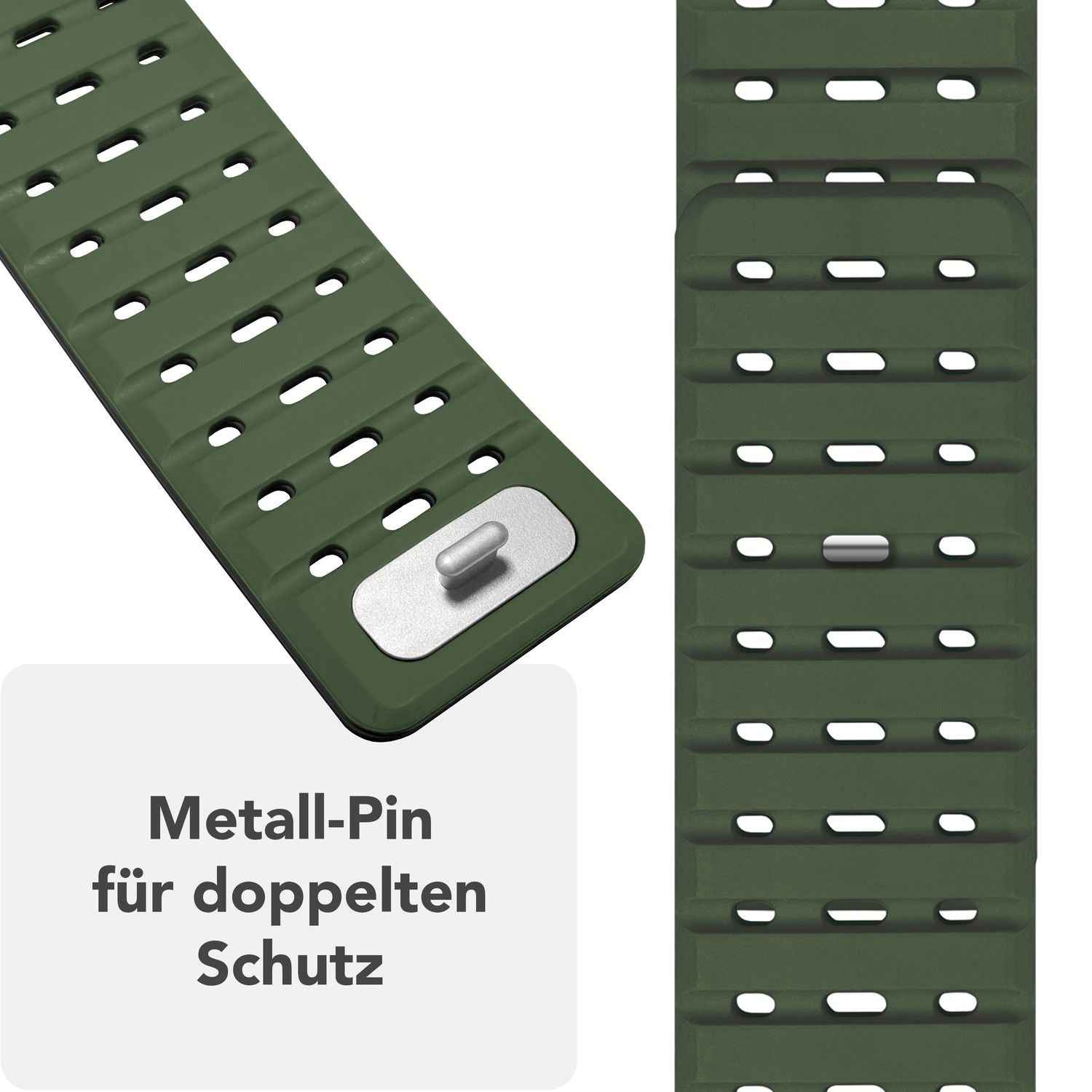 NALIA Volt Armband für Apple Watch Series Ultra/SE/10/9/8/7/6/5/4/3/2/1, Gehäusegröße 42/44/45/49mm, Silikon Magnet Loop Sportarmband mit Steck-Pin Verschluss
