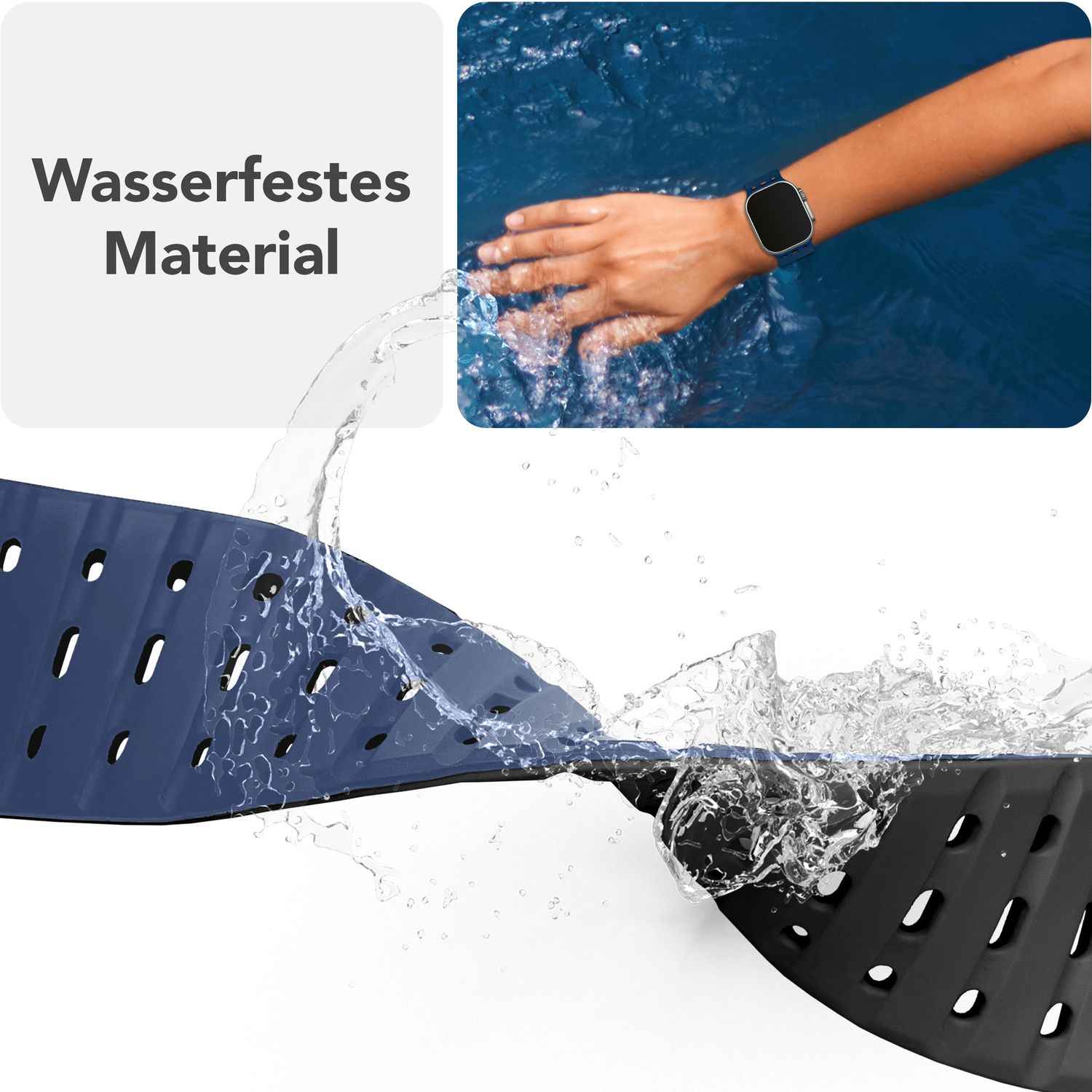 NALIA Volt Armband für Apple Watch Series Ultra/SE/10/9/8/7/6/5/4/3/2/1, Gehäusegröße 42/44/45/49mm, Silikon Magnet Loop Sportarmband mit Steck-Pin Verschluss