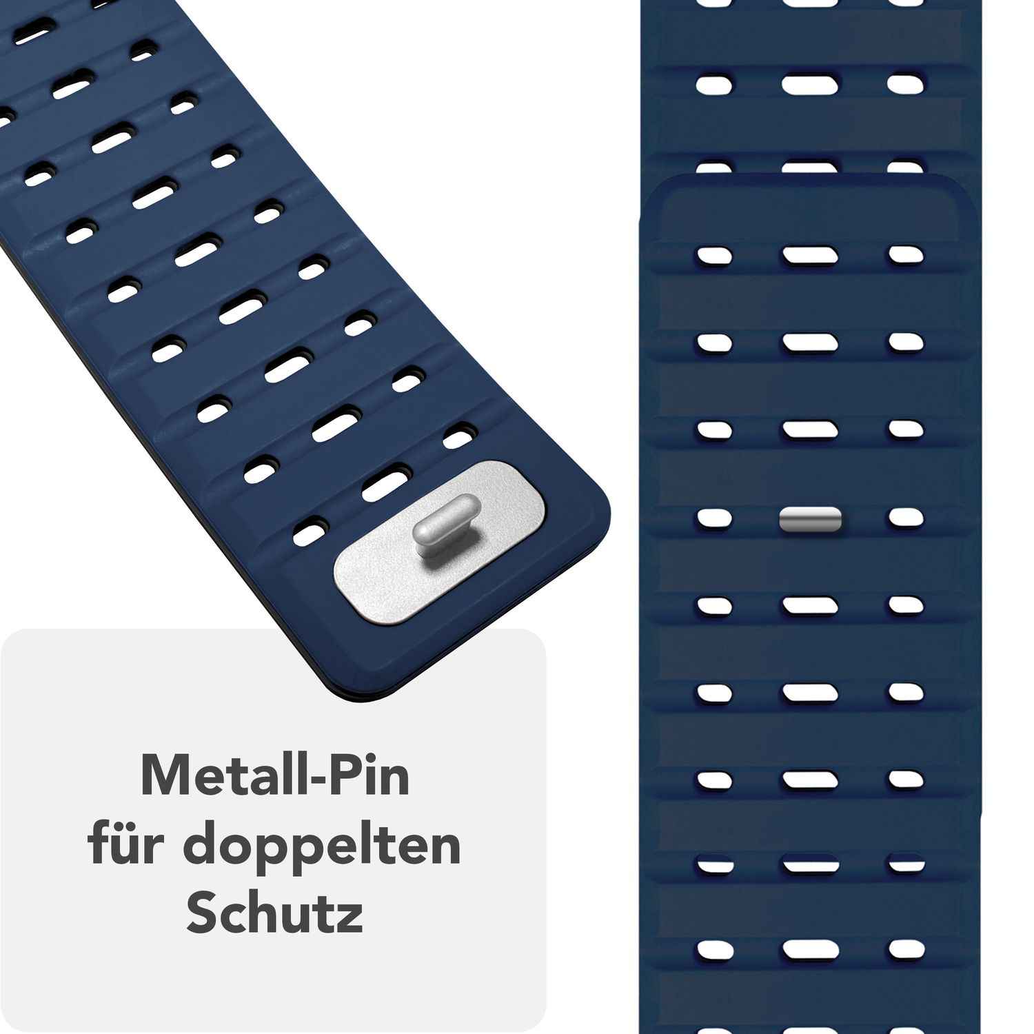 NALIA Volt Armband für Apple Watch Series Ultra/SE/10/9/8/7/6/5/4/3/2/1, Gehäusegröße 42/44/45/49mm, Silikon Magnet Loop Sportarmband mit Steck-Pin Verschluss