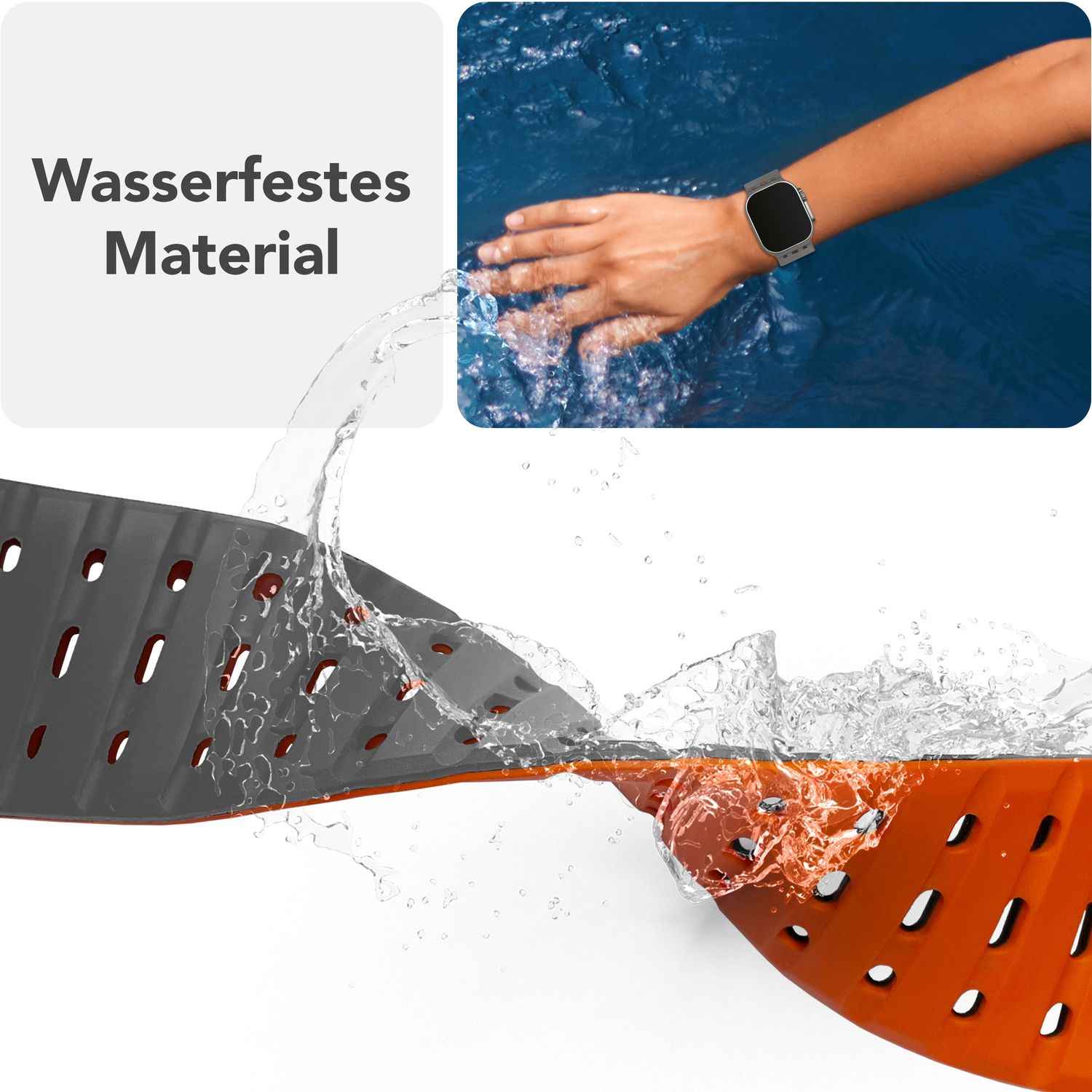NALIA Volt Armband für Apple Watch Series Ultra/SE/10/9/8/7/6/5/4/3/2/1, Gehäusegröße 42/44/45/49mm, Silikon Magnet Loop Sportarmband mit Steck-Pin Verschluss