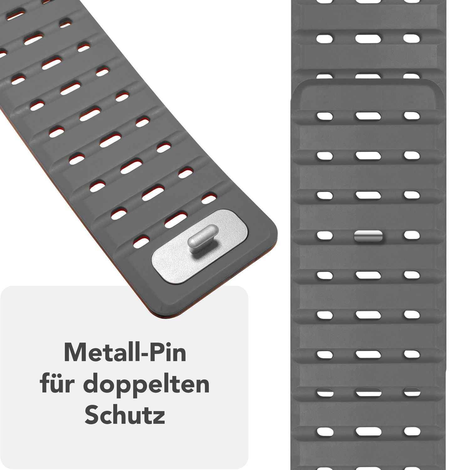 NALIA Volt Armband für Apple Watch Series Ultra/SE/10/9/8/7/6/5/4/3/2/1, Gehäusegröße 42/44/45/49mm, Silikon Magnet Loop Sportarmband mit Steck-Pin Verschluss