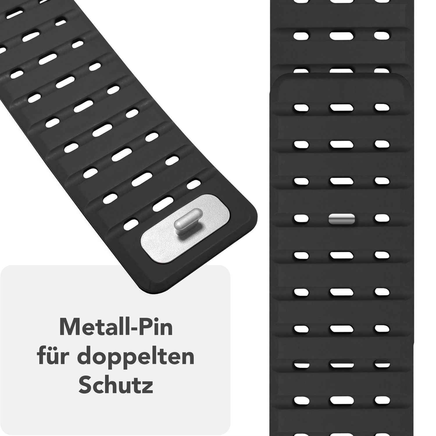 NALIA Volt Armband für Apple Watch Series Ultra/SE/10/9/8/7/6/5/4/3/2/1, Gehäusegröße 42/44/45/49mm, Silikon Magnet Loop Sportarmband mit Steck-Pin Verschluss