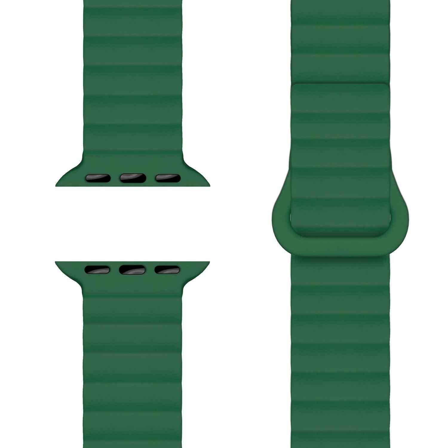 NALIA Core Armband für Apple Watch SE/10/9/8/7/6/5/4/3/2/1, Gehäusegröße 38/40/41/42mm, Atmungsaktives Silikon Magnet Loop Sportarmband mit Rillen Design