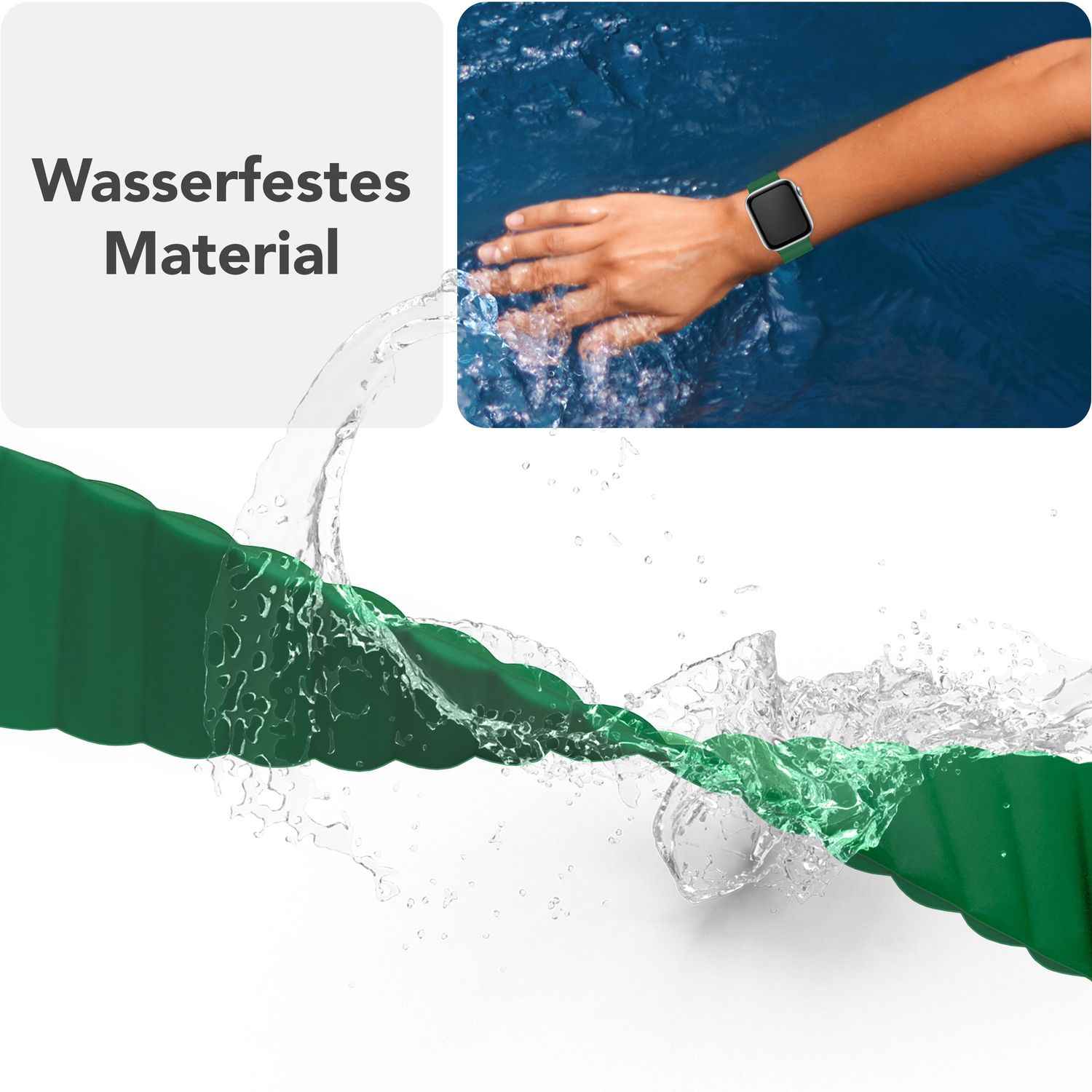 NALIA Core Armband für Apple Watch SE/10/9/8/7/6/5/4/3/2/1, Gehäusegröße 38/40/41/42mm, Atmungsaktives Silikon Magnet Loop Sportarmband mit Rillen Design