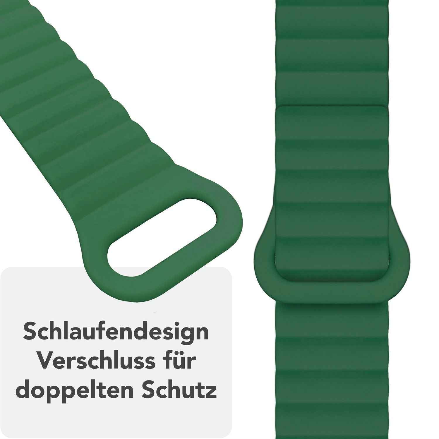 NALIA Core Armband für Apple Watch SE/10/9/8/7/6/5/4/3/2/1, Gehäusegröße 38/40/41/42mm, Atmungsaktives Silikon Magnet Loop Sportarmband mit Rillen Design