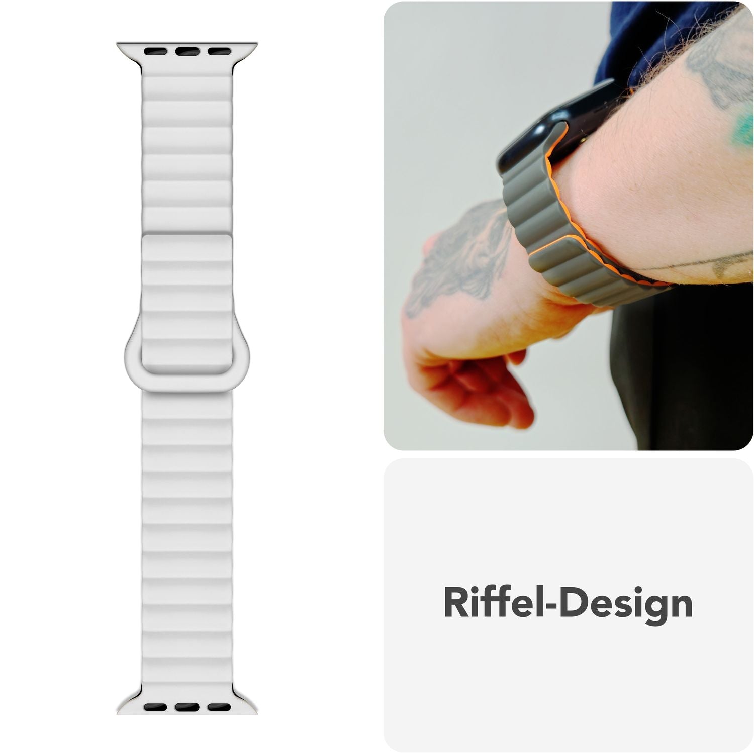 Smartwatch-Armband Silikon Magnet Loop mit Rillen-Design für Apple Watch 38-42
