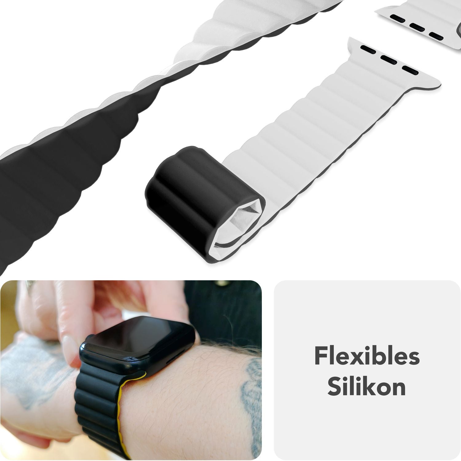 Smartwatch-Armband Silikon Magnet Loop mit Rillen-Design für Apple Watch 38-42