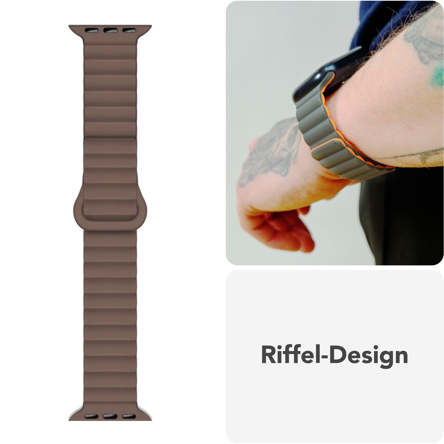 Smartwatch-Armband Silikon Magnet Loop mit Rillen-Design für Apple Watch 38-42