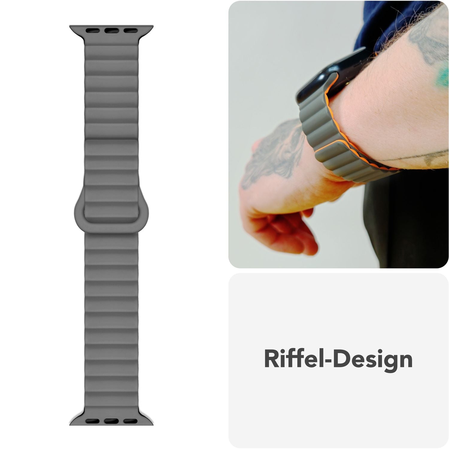 Smartwatch-Armband Silikon Magnet Loop mit Rillen-Design für Apple Watch 38-42