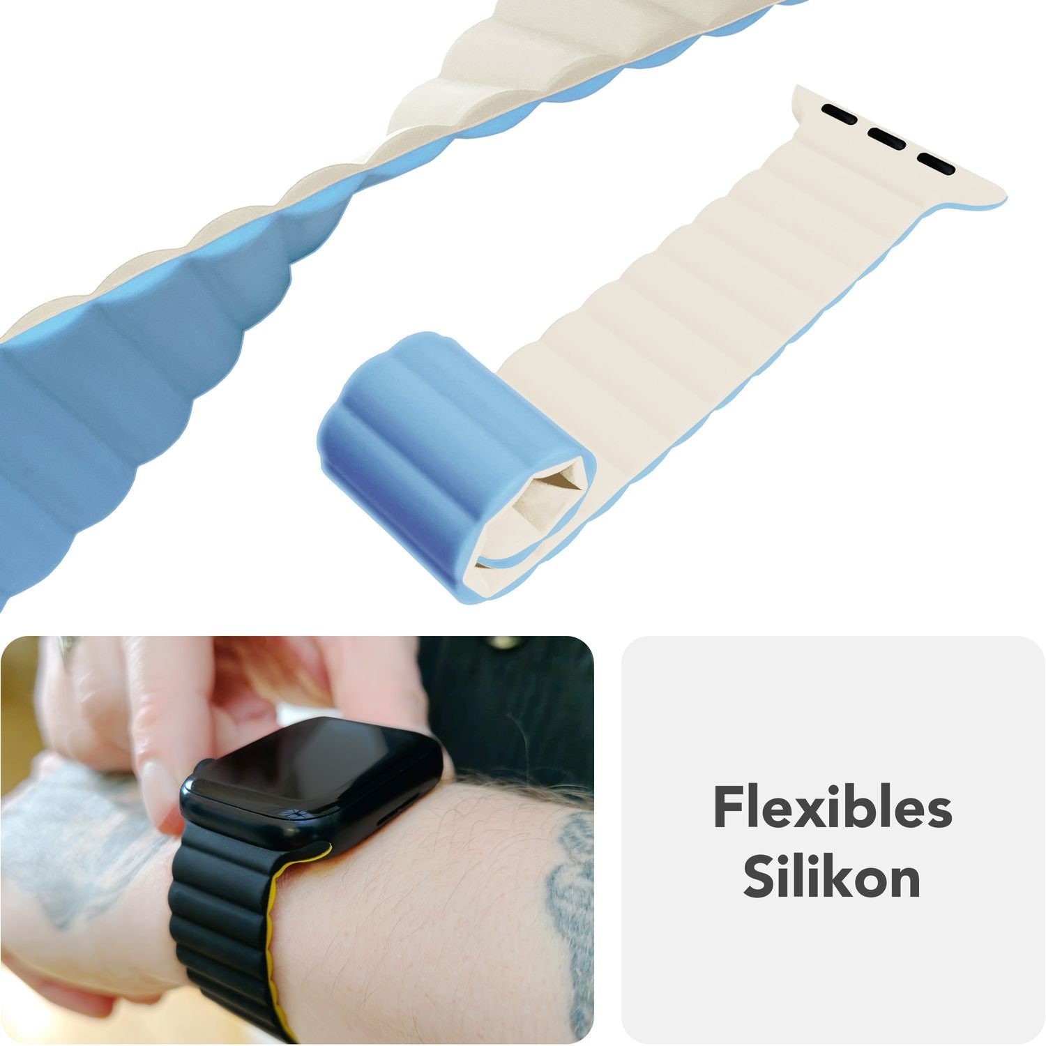 Smartwatch-Armband Silikon Magnet Loop mit Rillen-Design für Apple Watch 38-42