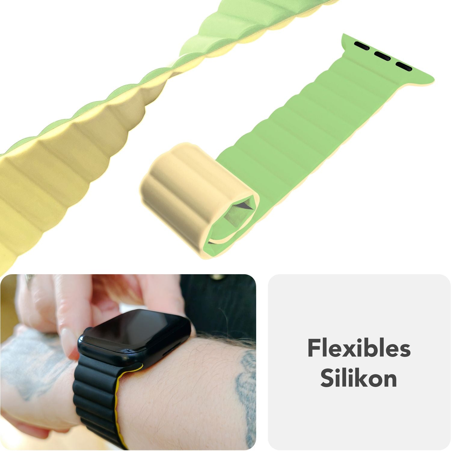 Smartwatch-Armband Silikon Magnet Loop mit Rillen-Design für Apple Watch 38-42