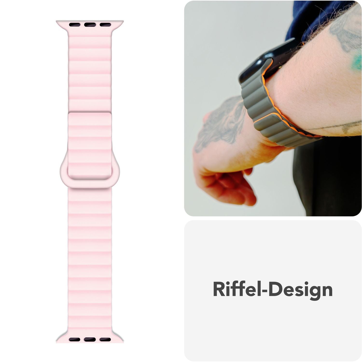 Smartwatch-Armband Silikon Magnet Loop mit Rillen-Design für Apple Watch 38-42