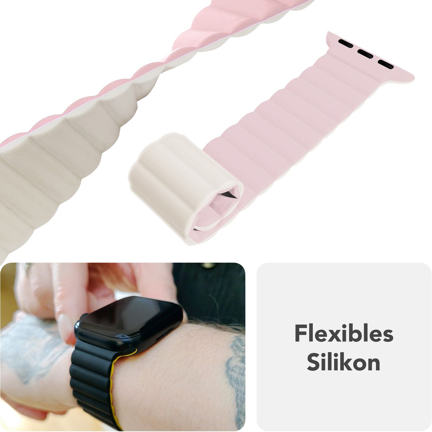 Smartwatch-Armband Silikon Magnet Loop mit Rillen-Design für Apple Watch 38-42