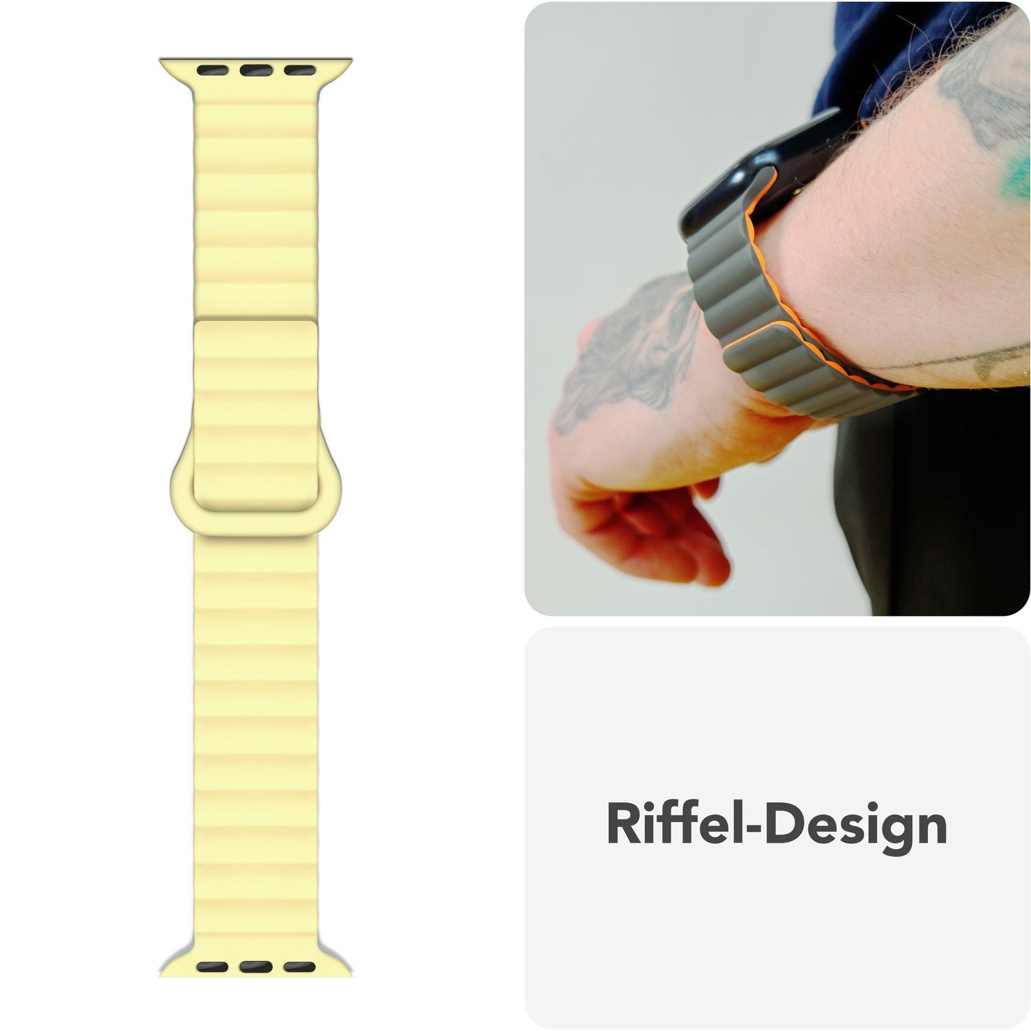 Smartwatch-Armband Silikon Magnet Loop mit Rillen-Design für Apple Watch 38-42