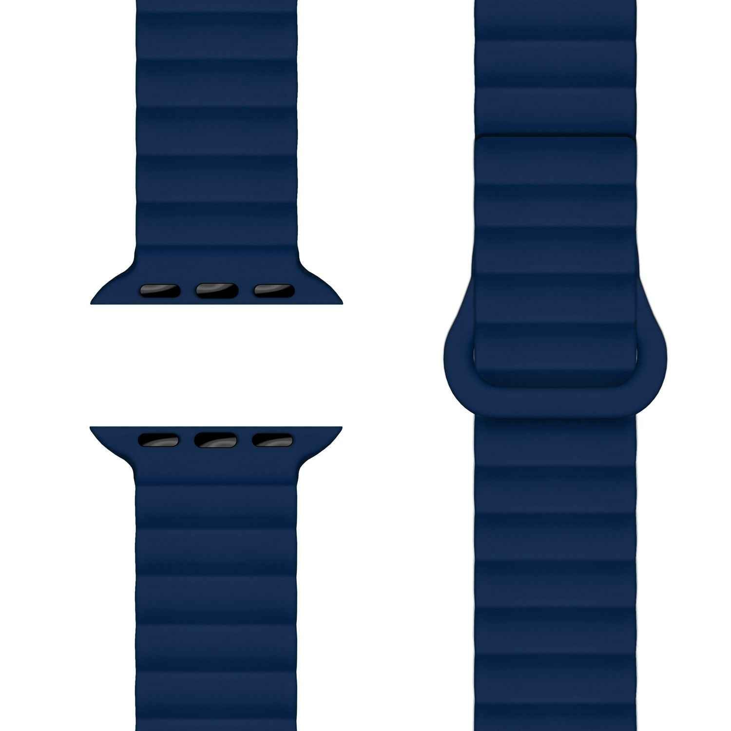 NALIA Core Armband für Apple Watch SE/10/9/8/7/6/5/4/3/2/1, Gehäusegröße 38/40/41/42mm, Atmungsaktives Silikon Magnet Loop Sportarmband mit Rillen Design