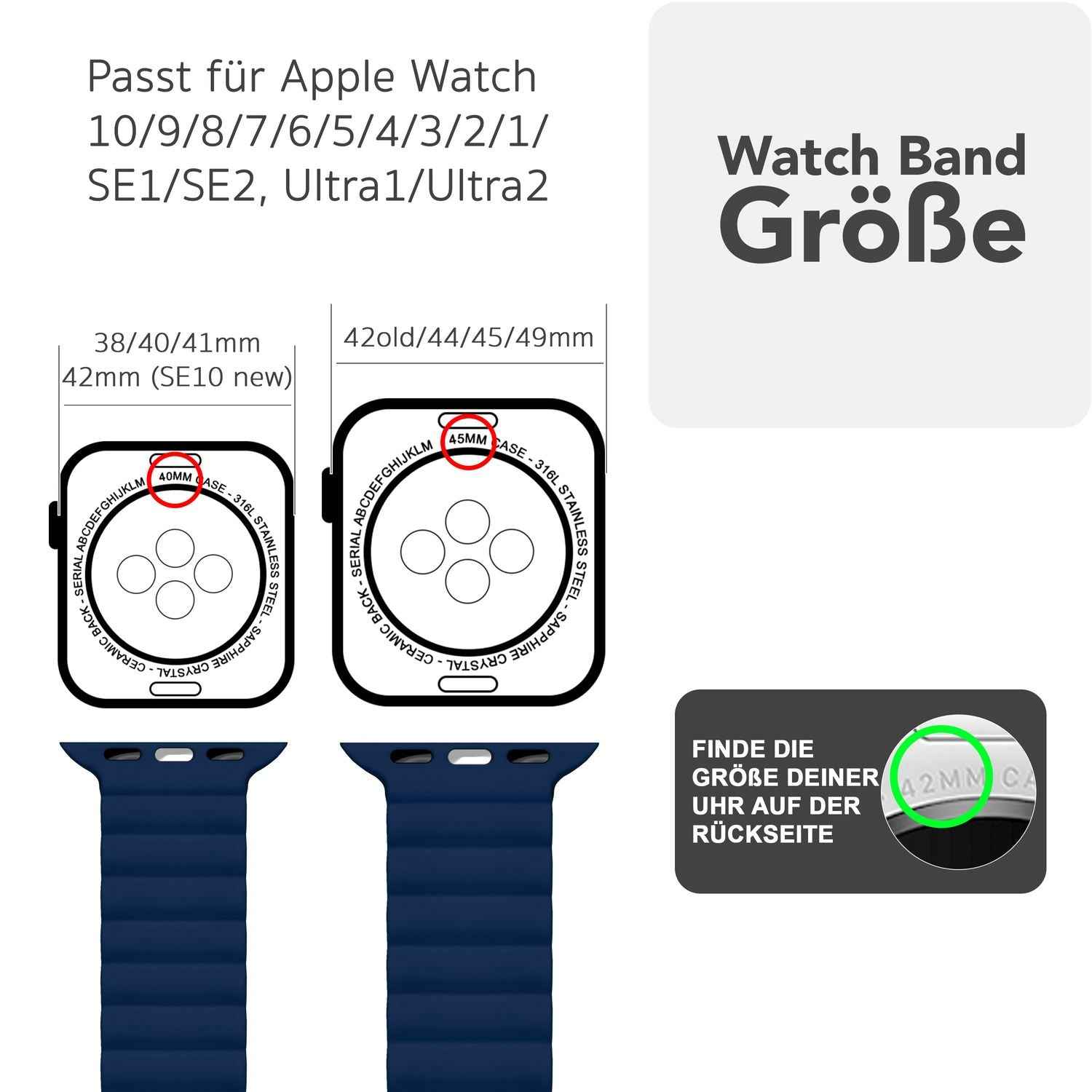 NALIA Core Armband für Apple Watch SE/10/9/8/7/6/5/4/3/2/1, Gehäusegröße 38/40/41/42mm, Atmungsaktives Silikon Magnet Loop Sportarmband mit Rillen Design