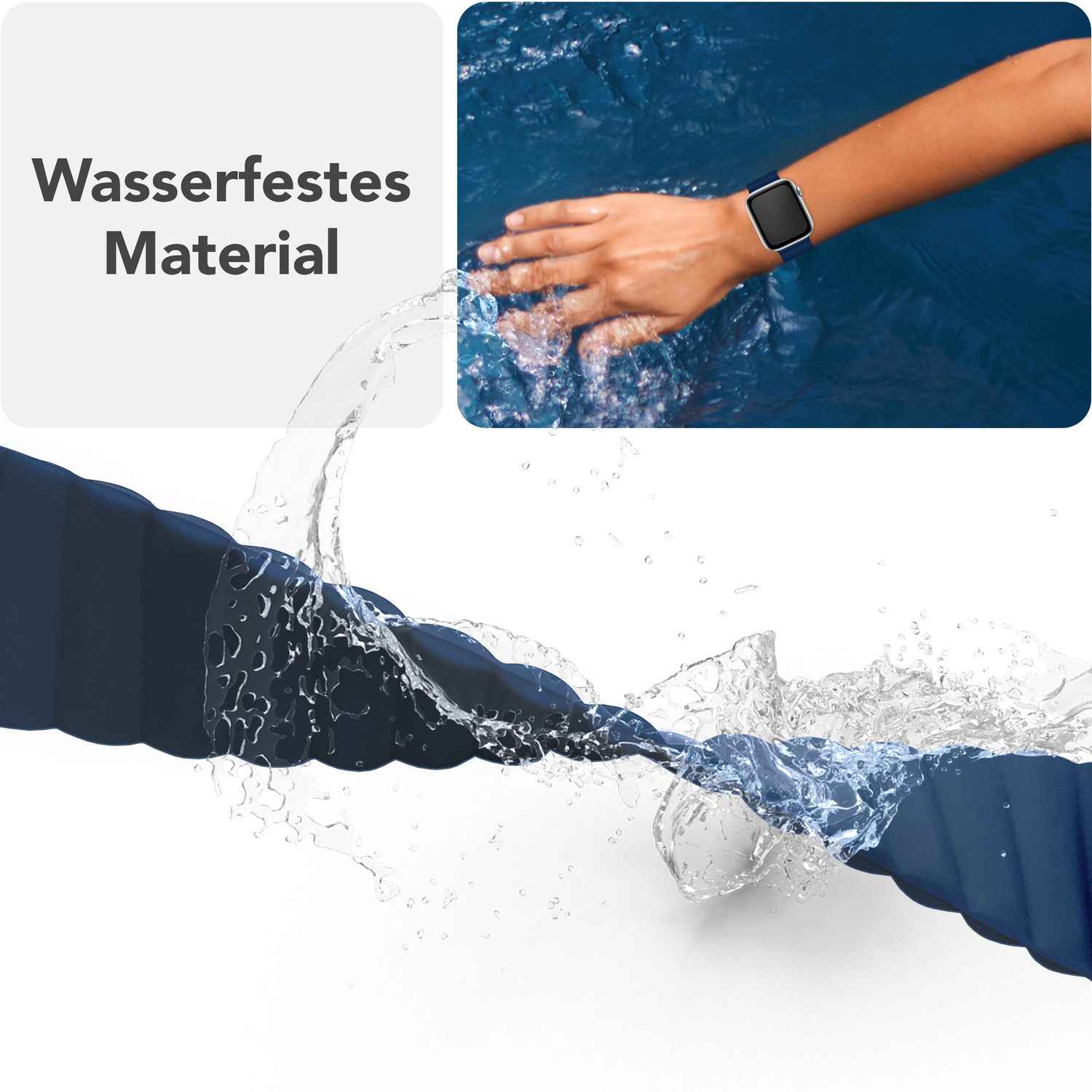 NALIA Core Armband für Apple Watch SE/10/9/8/7/6/5/4/3/2/1, Gehäusegröße 38/40/41/42mm, Atmungsaktives Silikon Magnet Loop Sportarmband mit Rillen Design
