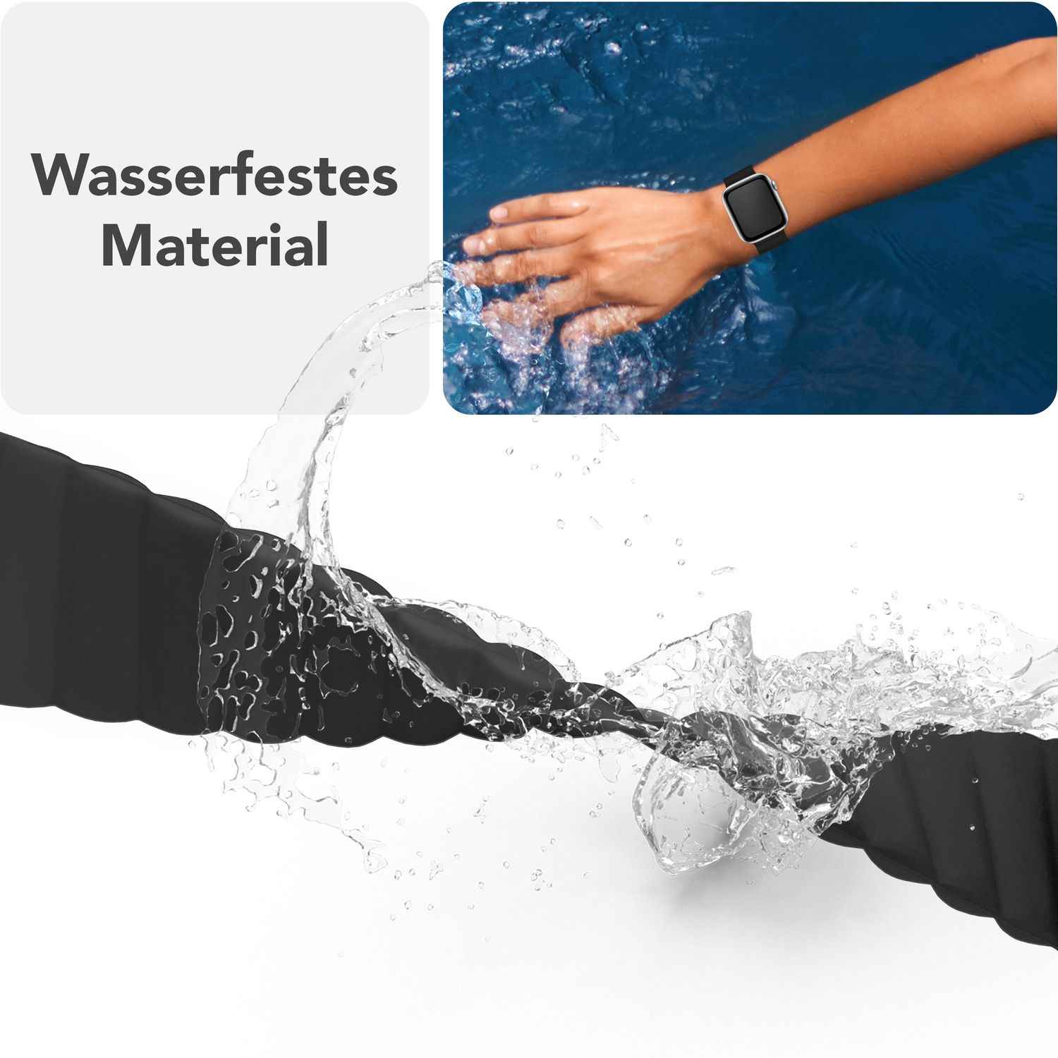 NALIA Core Armband für Apple Watch SE/10/9/8/7/6/5/4/3/2/1, Gehäusegröße 38/40/41/42mm, Atmungsaktives Silikon Magnet Loop Sportarmband mit Rillen Design