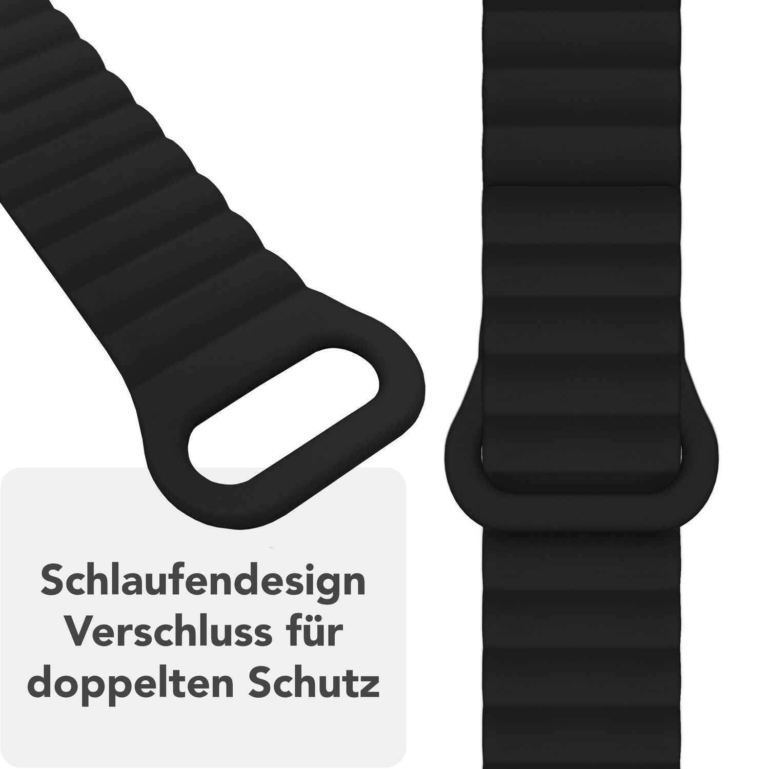 NALIA Core Armband für Apple Watch SE/10/9/8/7/6/5/4/3/2/1, Gehäusegröße 38/40/41/42mm, Atmungsaktives Silikon Magnet Loop Sportarmband mit Rillen Design