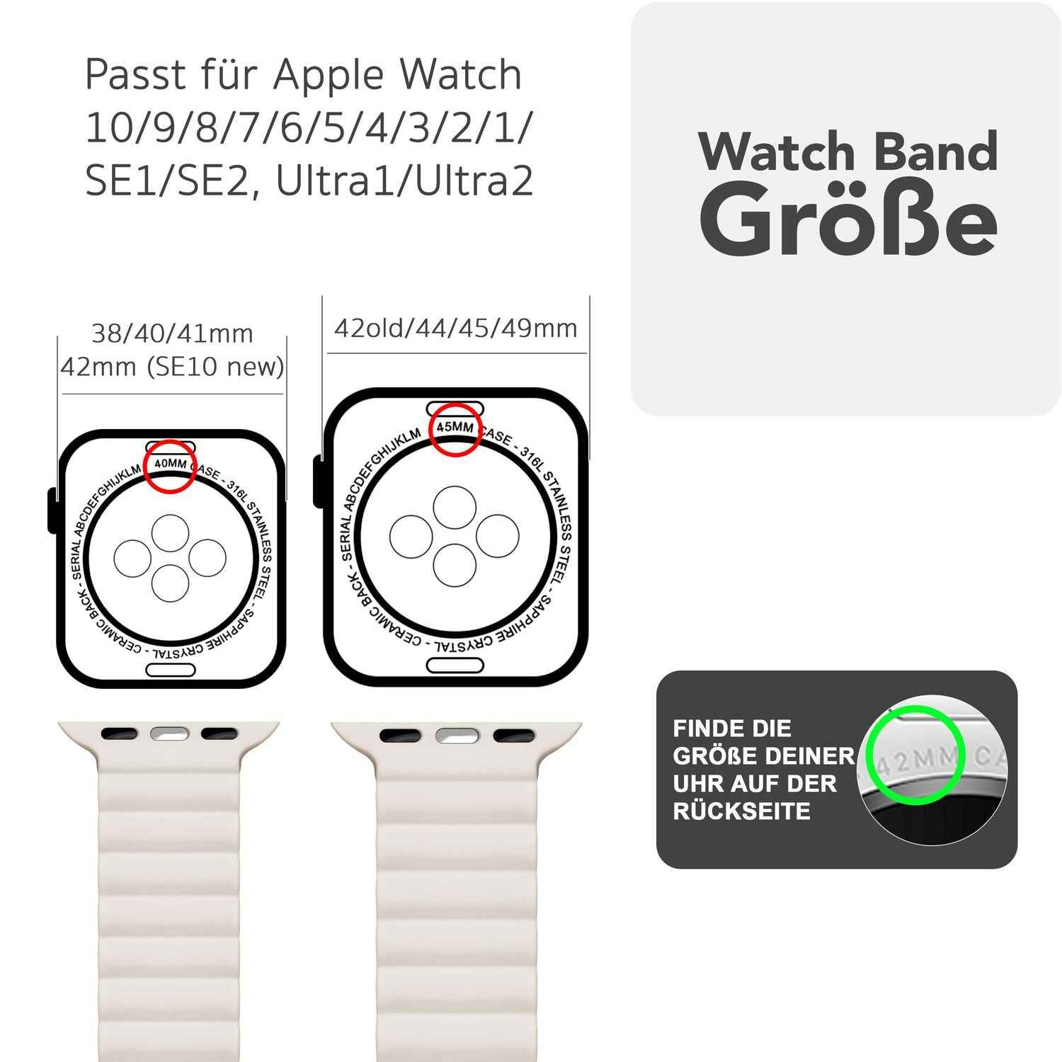 NALIA Core Armband für Apple Watch SE/10/9/8/7/6/5/4/3/2/1, Gehäusegröße 38/40/41/42mm, Atmungsaktives Silikon Magnet Loop Sportarmband mit Rillen Design