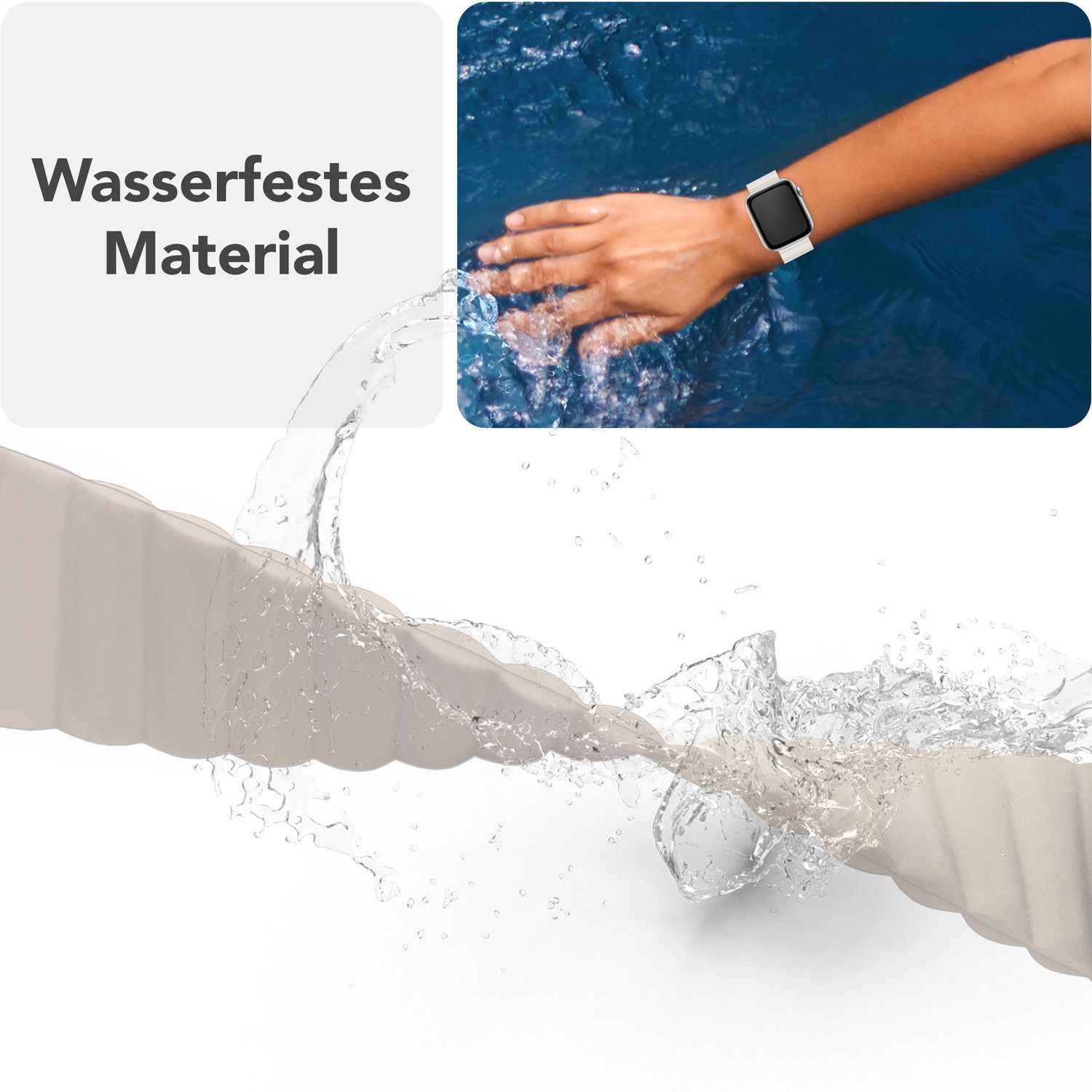 NALIA Core Armband für Apple Watch SE/10/9/8/7/6/5/4/3/2/1, Gehäusegröße 38/40/41/42mm, Atmungsaktives Silikon Magnet Loop Sportarmband mit Rillen Design