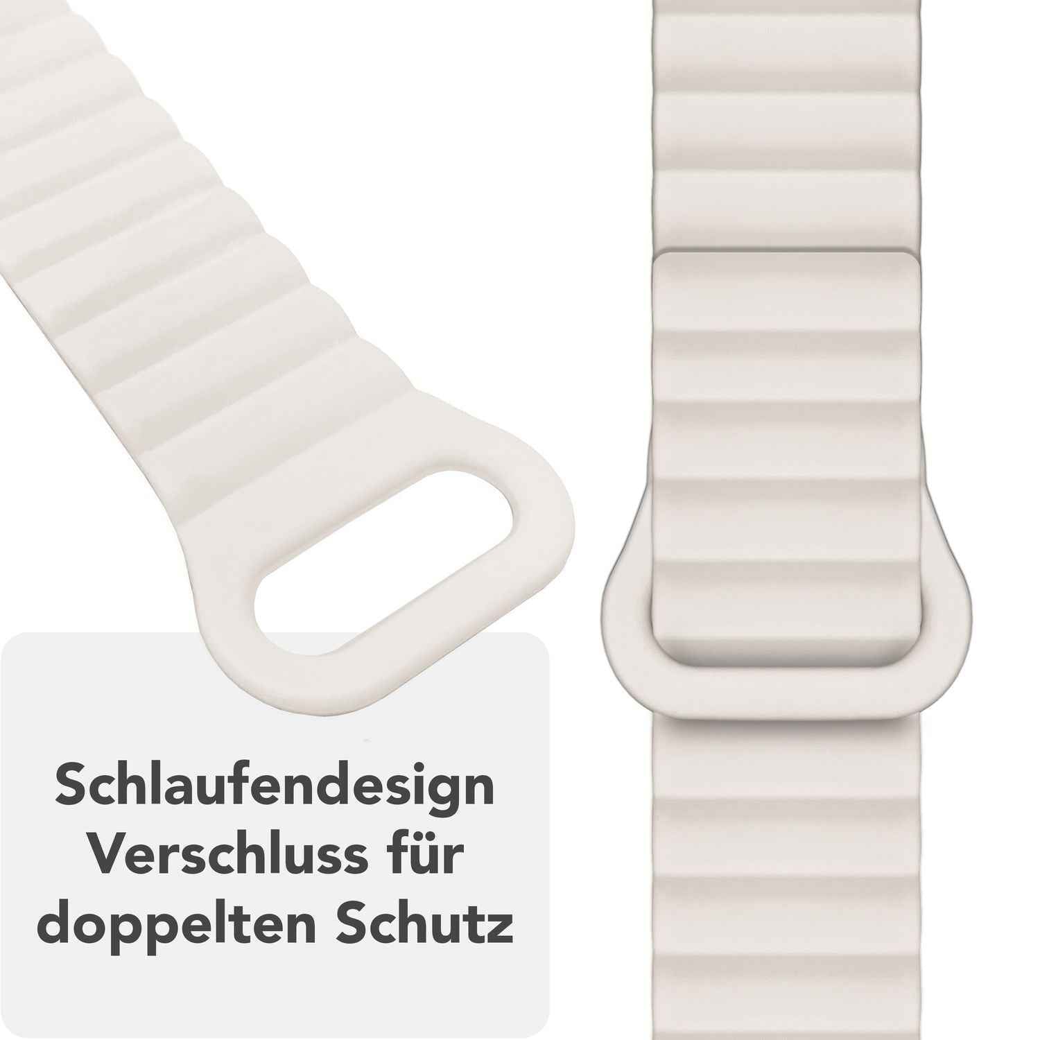 NALIA Core Armband für Apple Watch SE/10/9/8/7/6/5/4/3/2/1, Gehäusegröße 38/40/41/42mm, Atmungsaktives Silikon Magnet Loop Sportarmband mit Rillen Design