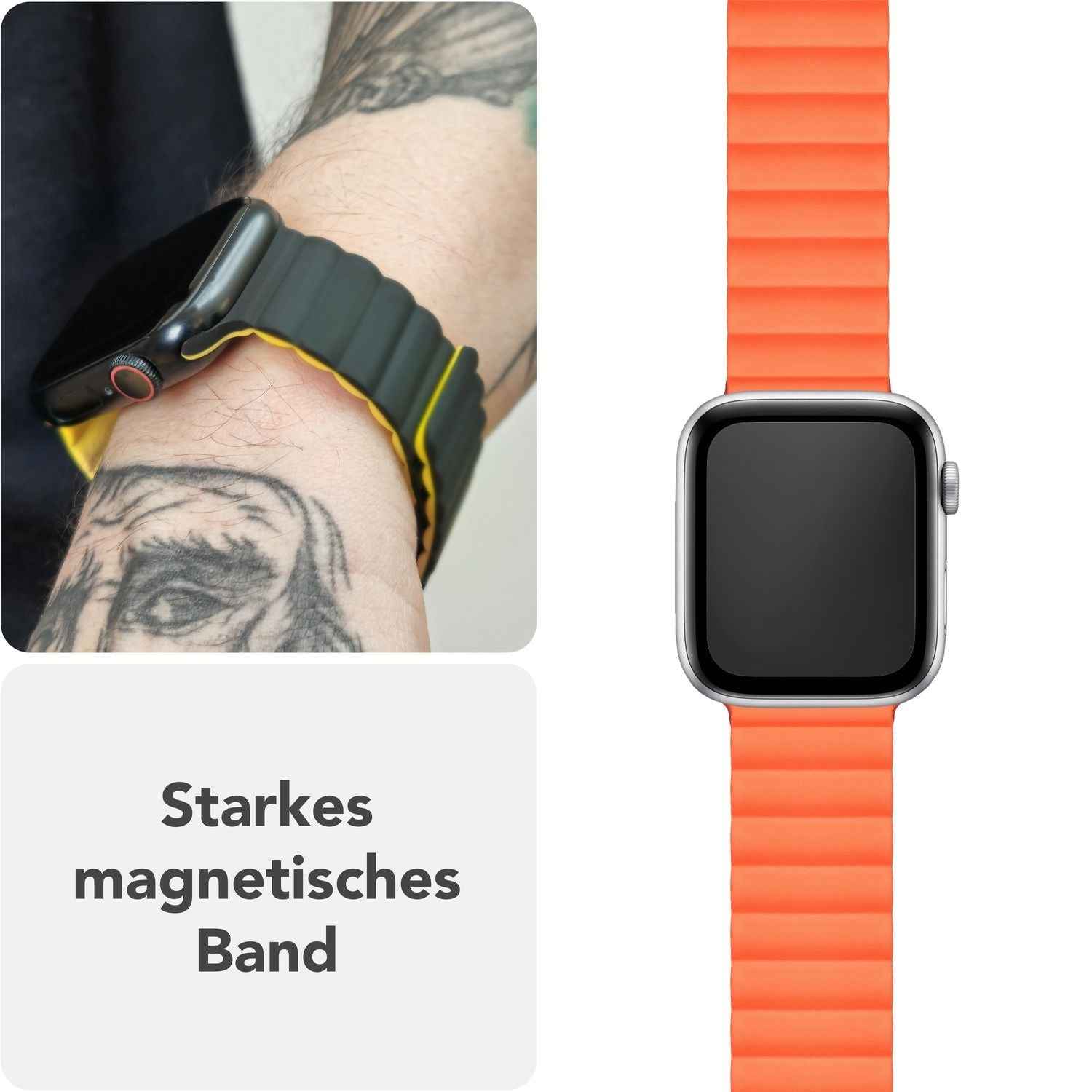 NALIA Core Armband für Apple Watch SE/10/9/8/7/6/5/4/3/2/1, Gehäusegröße 38/40/41/42mm, Atmungsaktives Silikon Magnet Loop Sportarmband mit Rillen Design