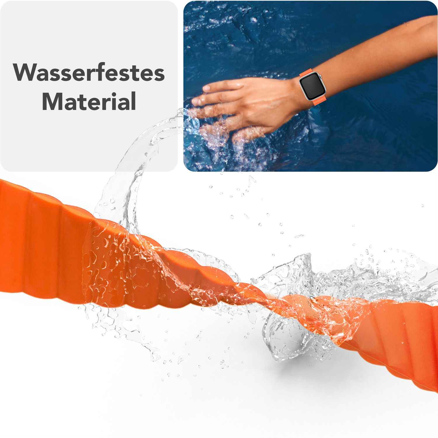 NALIA Core Armband für Apple Watch SE/10/9/8/7/6/5/4/3/2/1, Gehäusegröße 38/40/41/42mm, Atmungsaktives Silikon Magnet Loop Sportarmband mit Rillen Design