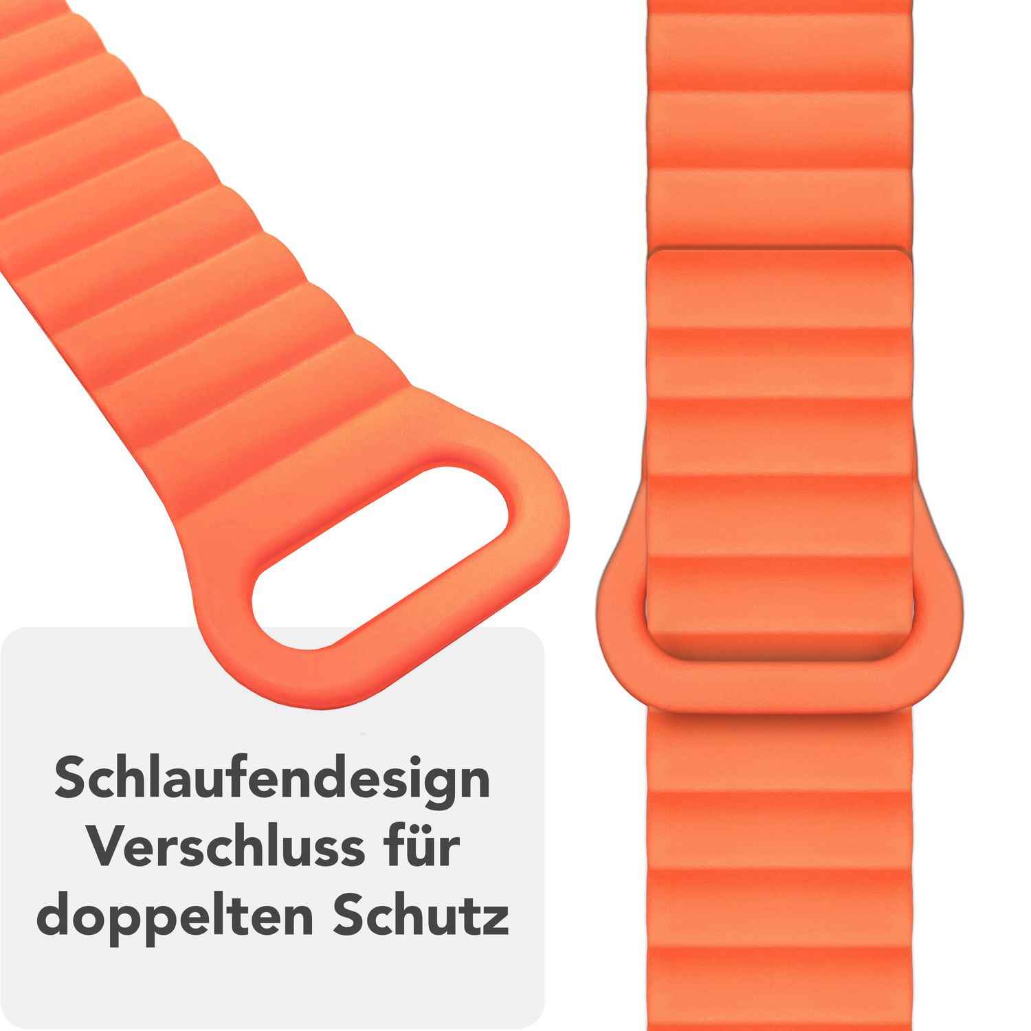 NALIA Core Armband für Apple Watch SE/10/9/8/7/6/5/4/3/2/1, Gehäusegröße 38/40/41/42mm, Atmungsaktives Silikon Magnet Loop Sportarmband mit Rillen Design