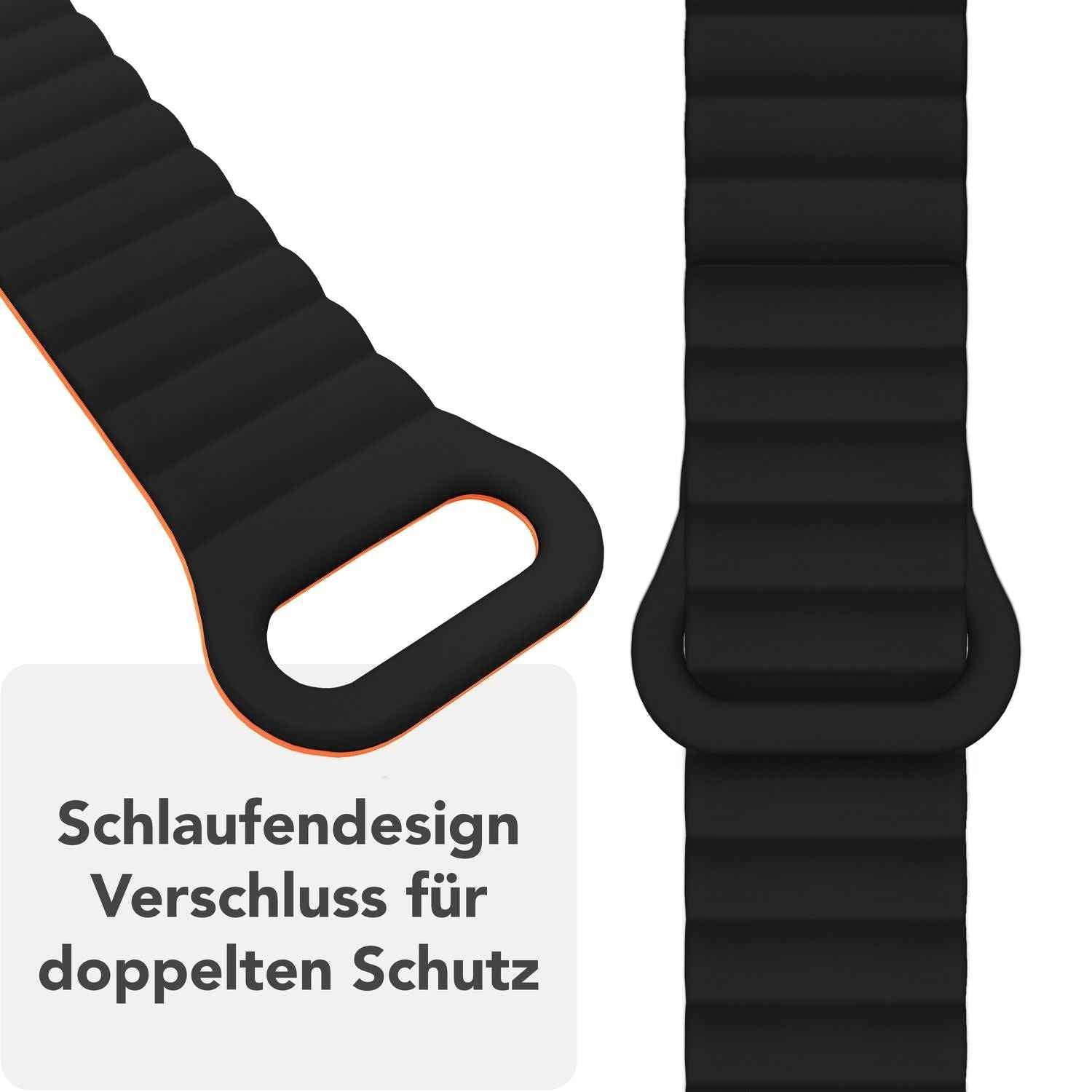 NALIA Core Armband für Apple Watch SE/10/9/8/7/6/5/4/3/2/1, Gehäusegröße 38/40/41/42mm, Atmungsaktives Silikon Magnet Loop Sportarmband mit Rillen Design