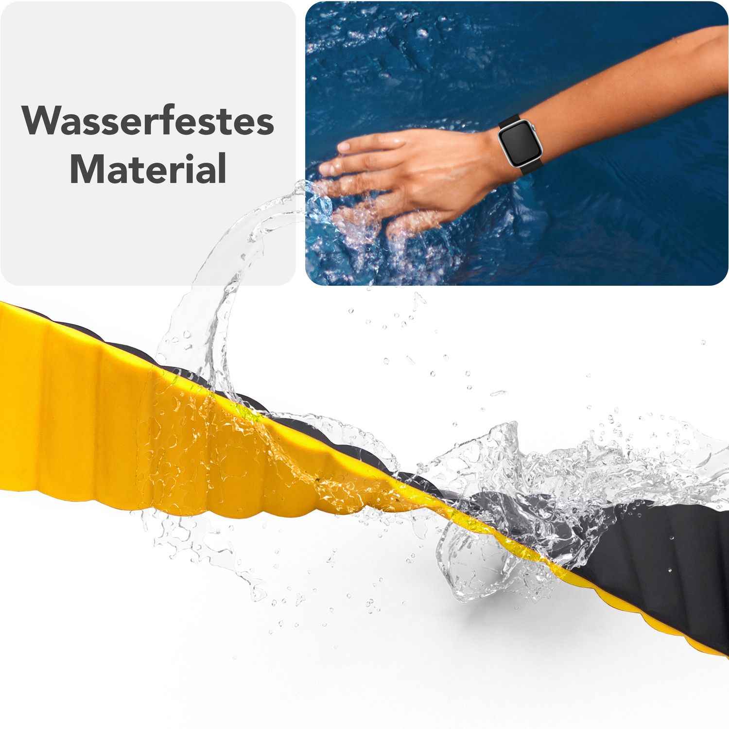 NALIA Core Armband für Apple Watch SE/10/9/8/7/6/5/4/3/2/1, Gehäusegröße 38/40/41/42mm, Atmungsaktives Silikon Magnet Loop Sportarmband mit Rillen Design