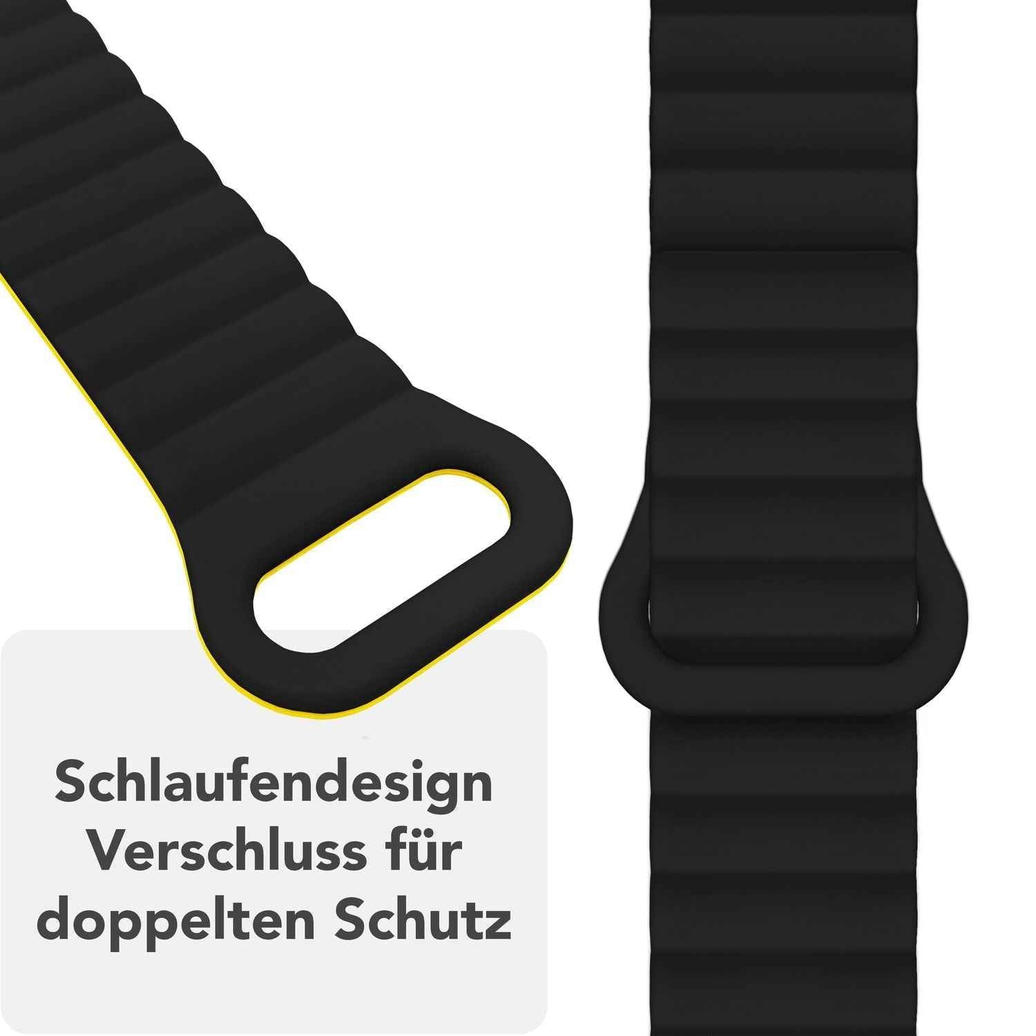 NALIA Core Armband für Apple Watch SE/10/9/8/7/6/5/4/3/2/1, Gehäusegröße 38/40/41/42mm, Atmungsaktives Silikon Magnet Loop Sportarmband mit Rillen Design