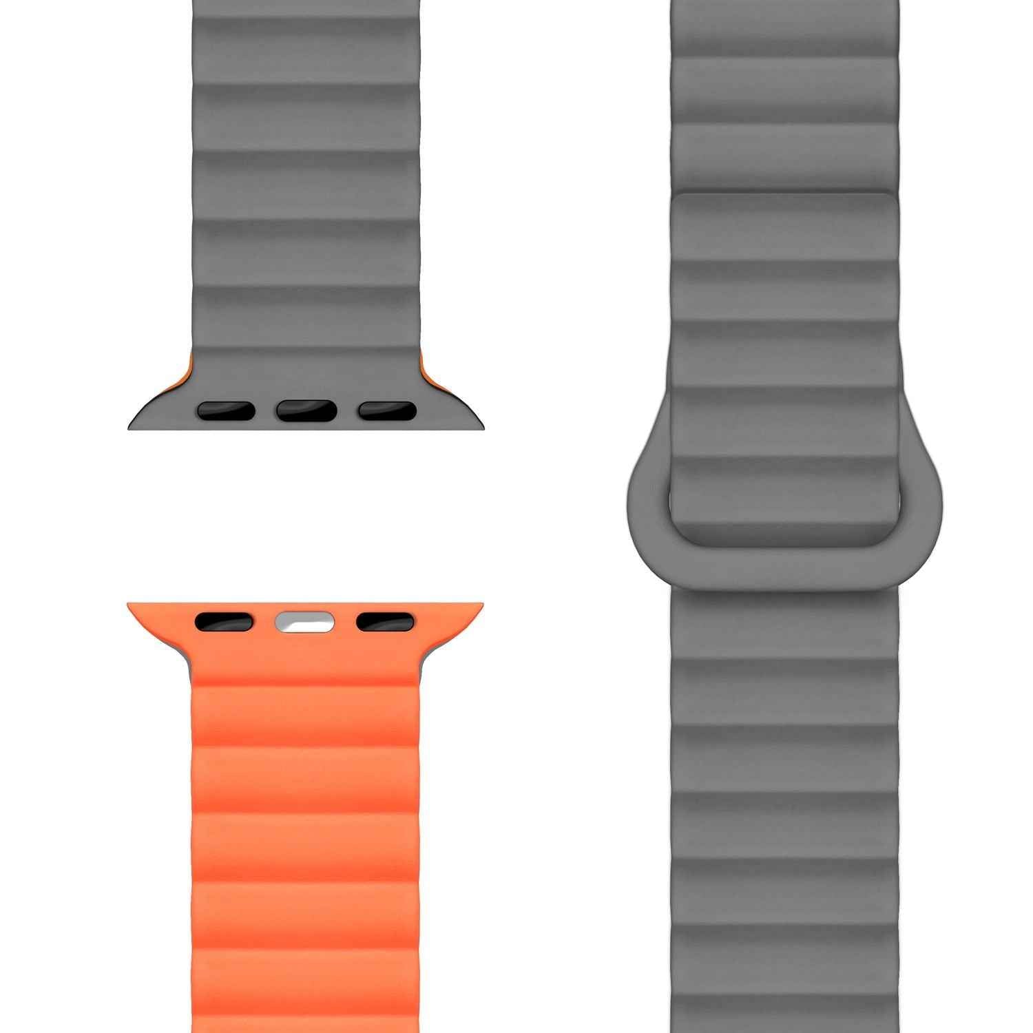 NALIA Core Armband für Apple Watch SE/10/9/8/7/6/5/4/3/2/1, Gehäusegröße 38/40/41/42mm, Atmungsaktives Silikon Magnet Loop Sportarmband mit Rillen Design