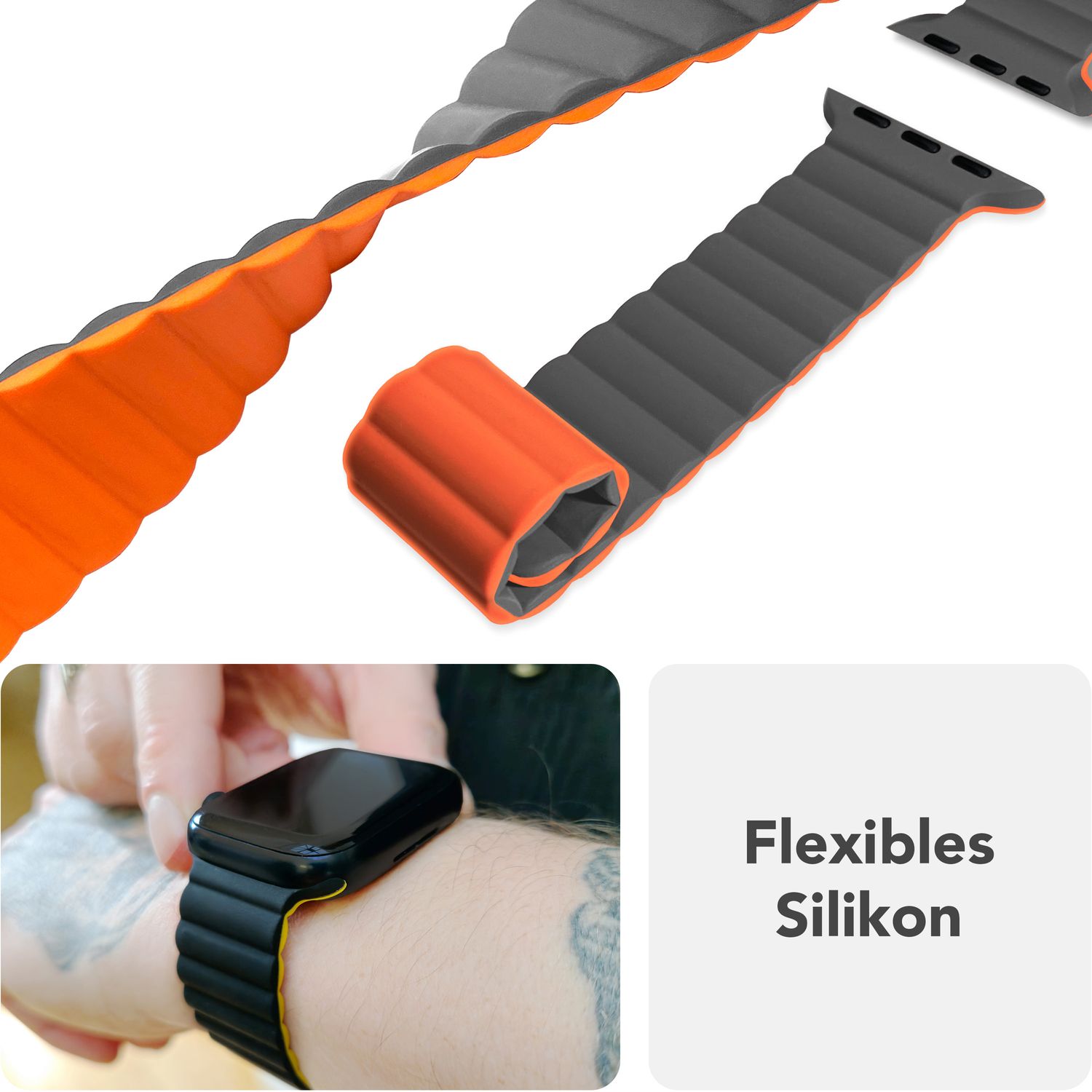 Smartwatch-Armband Silikon Magnet Loop mit Rillen-Design für Apple Watch 38-42