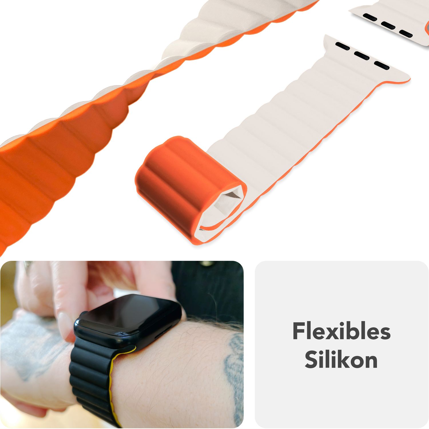 Smartwatch-Armband Silikon Magnet Loop mit Rillen-Design für Apple Watch 38-42