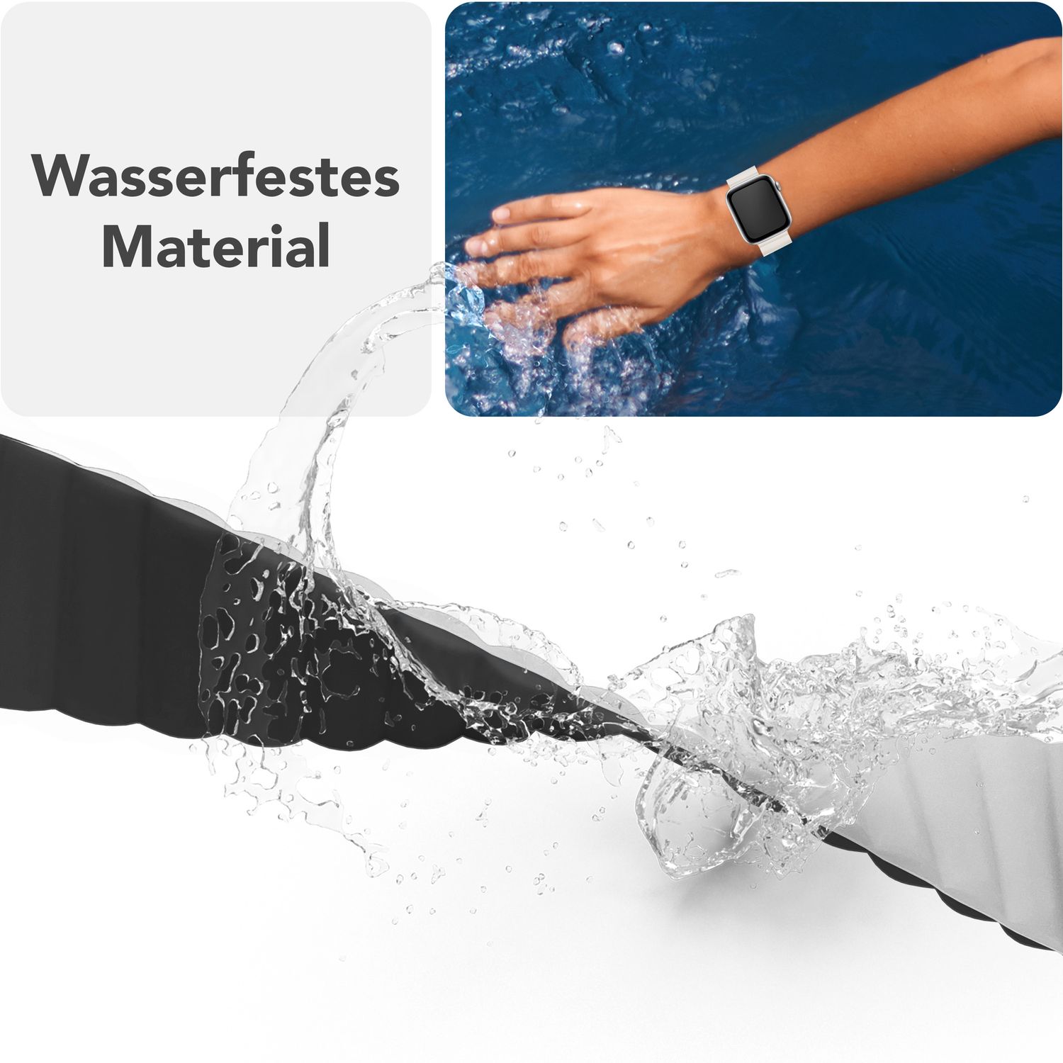 Smartwatch-Armband Silikon mit Magnetverschluss dunkelgrün 130-210 mm für Apple