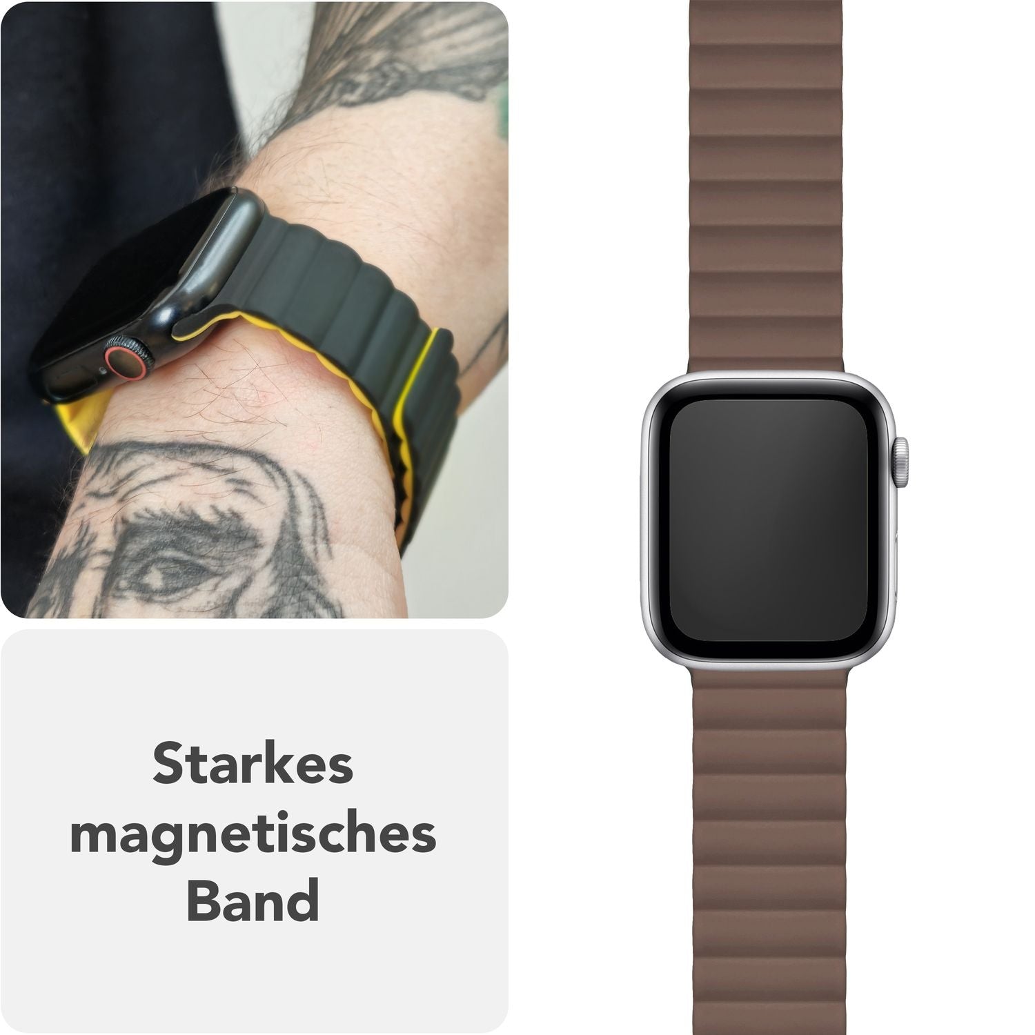 Smartwatch-Armband Silikon mit Magnetverschluss dunkelgrün 130-210 mm für Apple