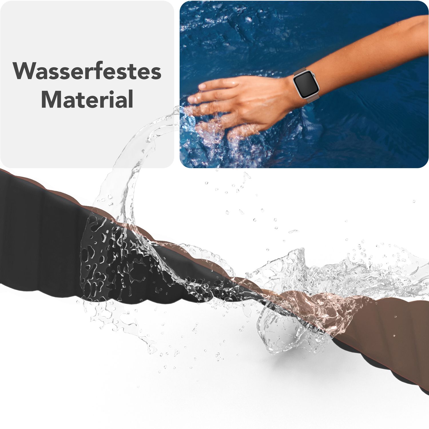 Smartwatch-Armband Silikon mit Magnetverschluss dunkelgrün 130-210 mm für Apple