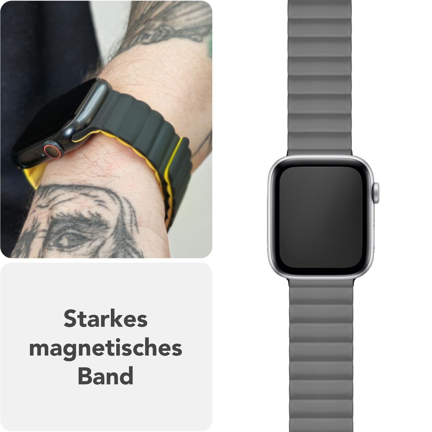 Smartwatch-Armband Silikon mit Magnetverschluss dunkelgrün 130-210 mm für Apple