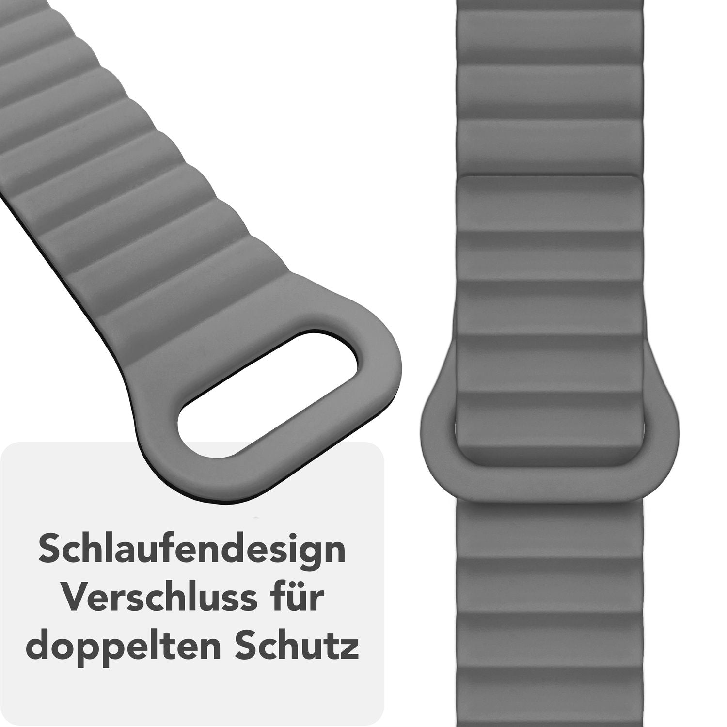 Smartwatch-Armband Silikon mit Magnetverschluss dunkelgrün 130-210 mm für Apple