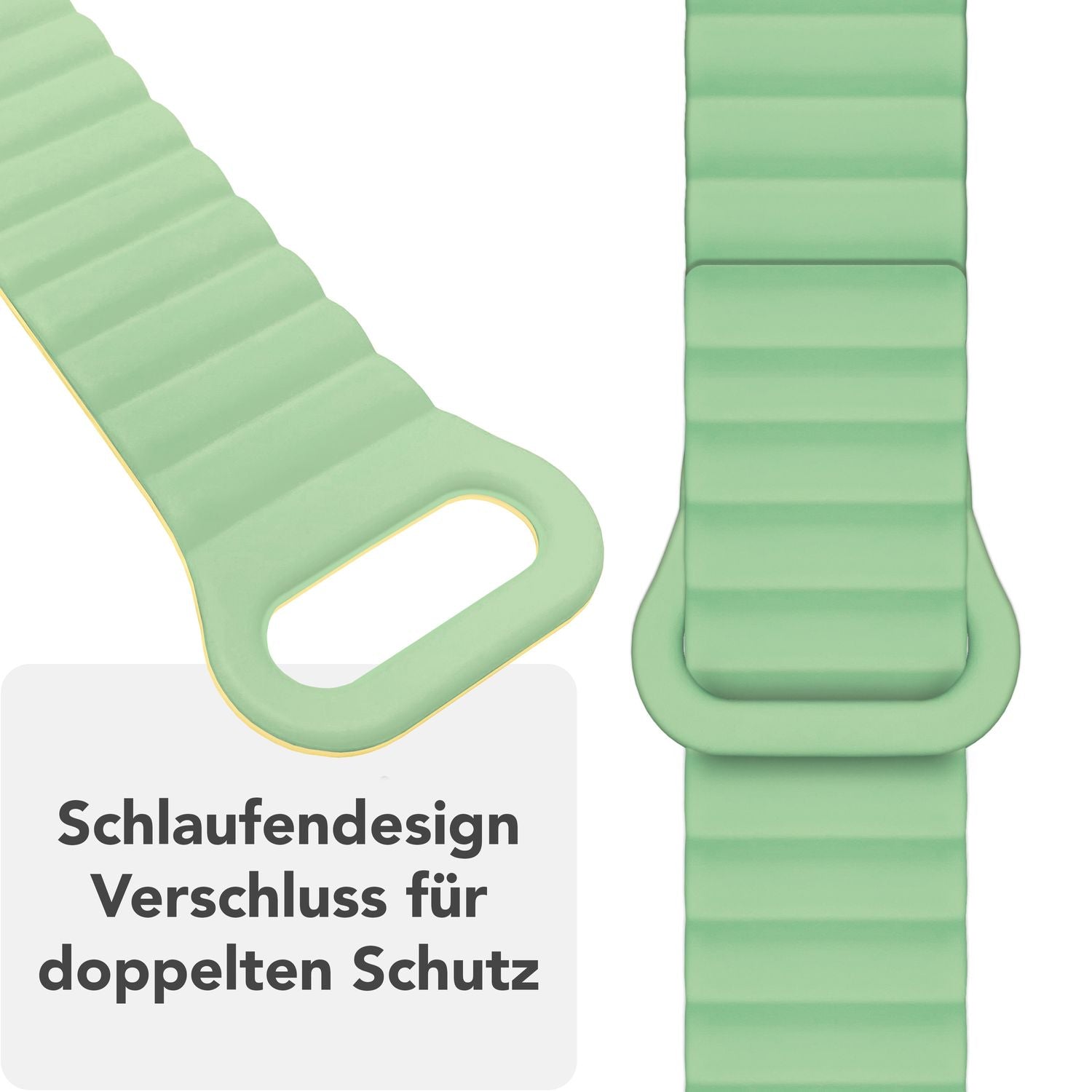 Smartwatch-Armband Silikon mit Magnetverschluss dunkelgrün 130-210 mm für Apple