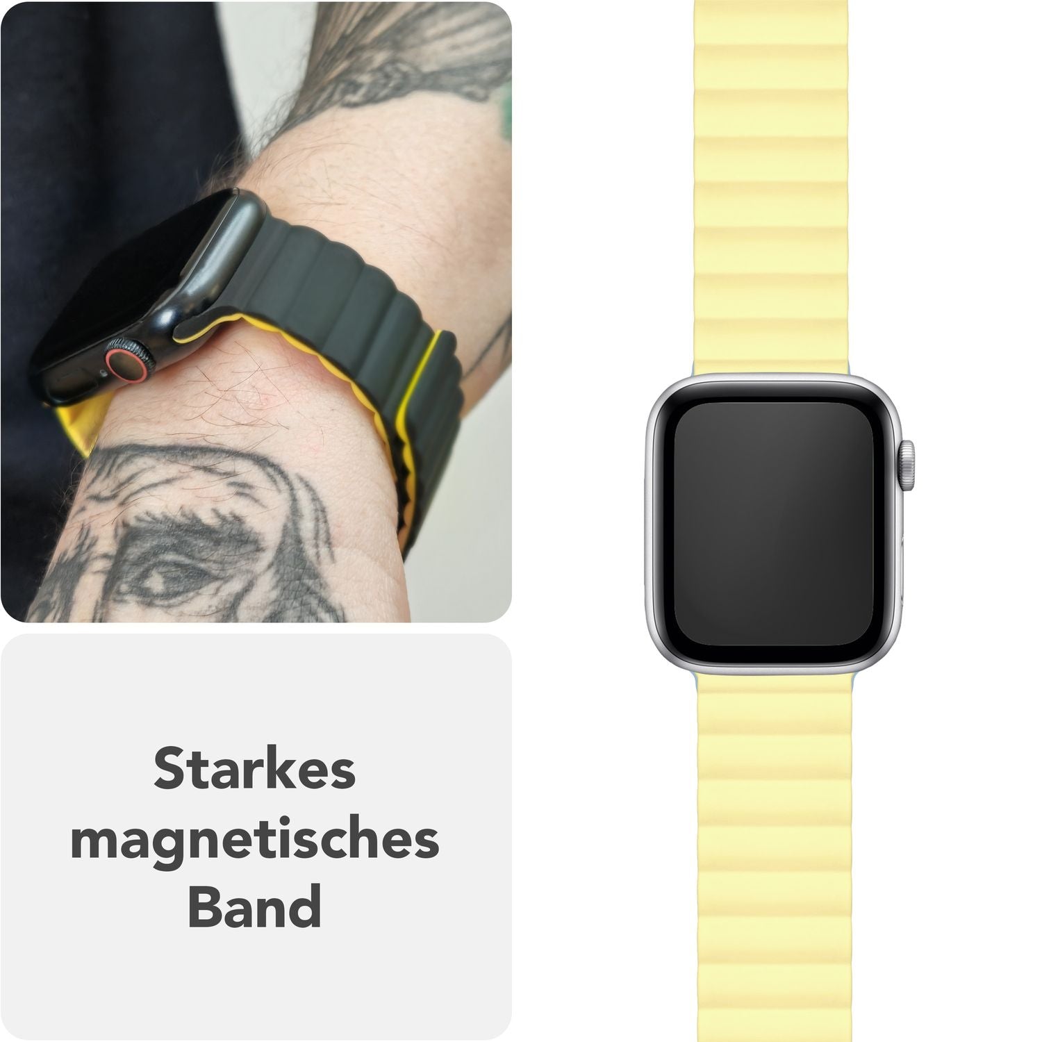 Smartwatch-Armband Silikon mit Magnetverschluss dunkelgrün 130-210 mm für Apple