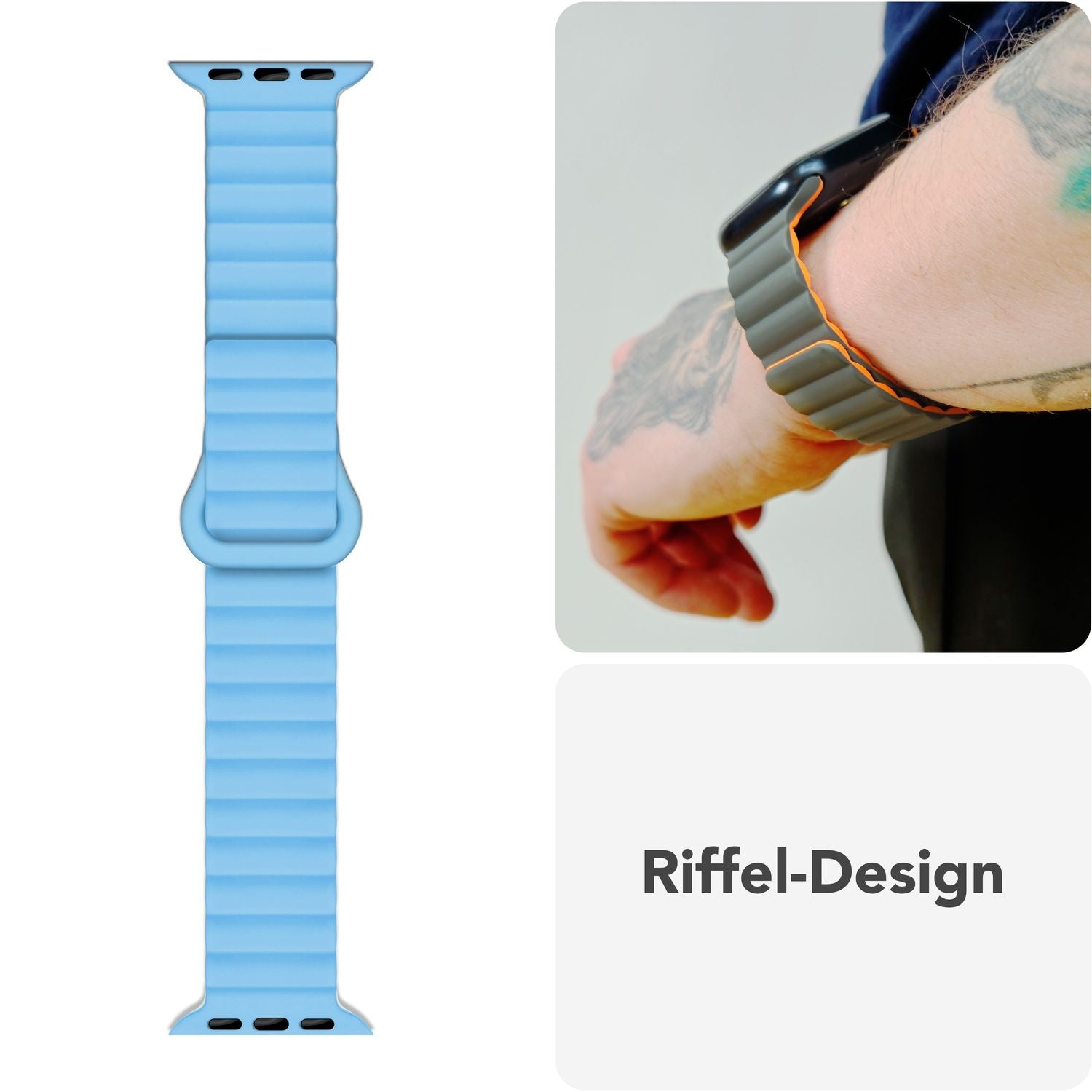 Smartwatch-Armband Silikon mit Magnetverschluss dunkelgrün 130-210 mm für Apple