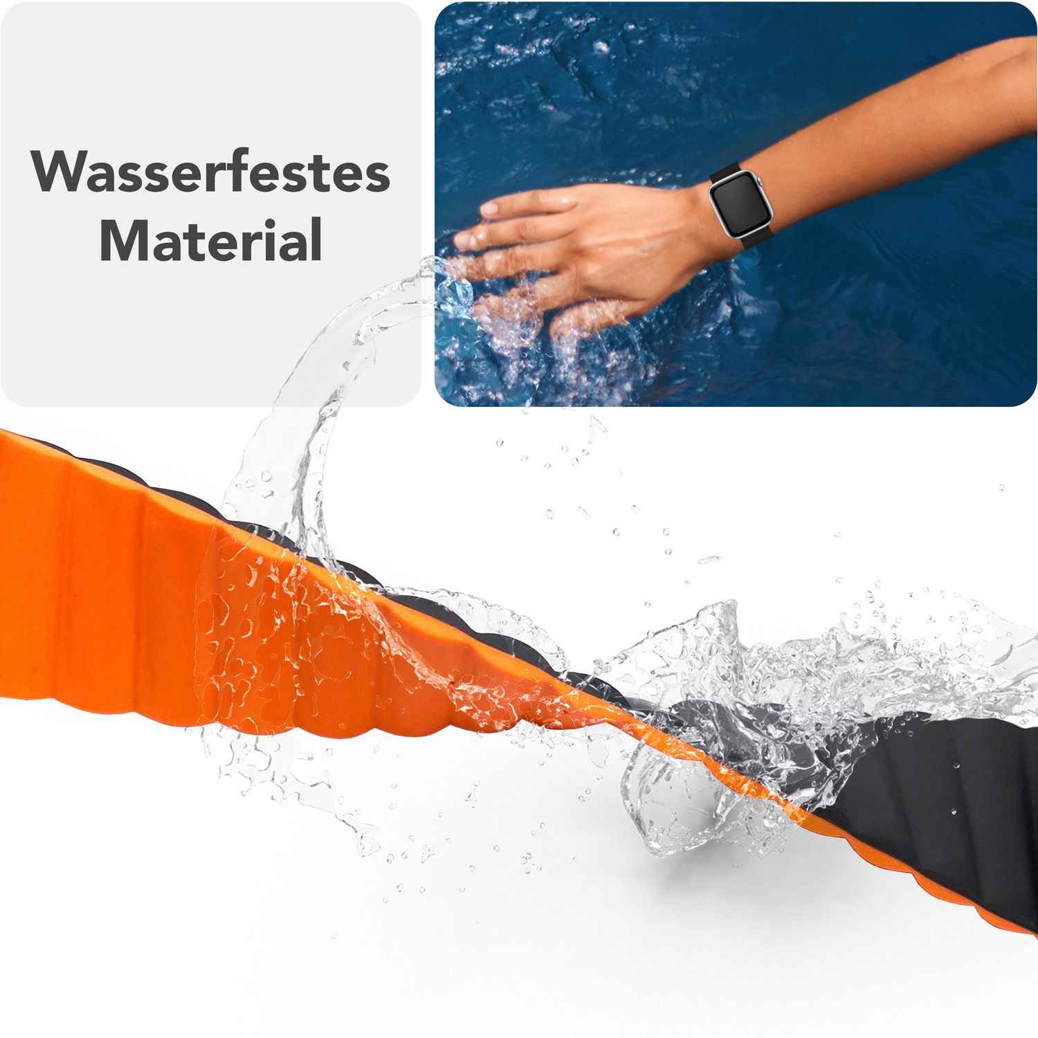 NALIA Core Armband für Apple Watch Ultra/SE/10/9/8/7/6/5/4/3/2/1, Gehäusegröße 42/44/45/46/49mm, Atmungsaktives Silikon Magnet Sportarmband mit Rillen Design
