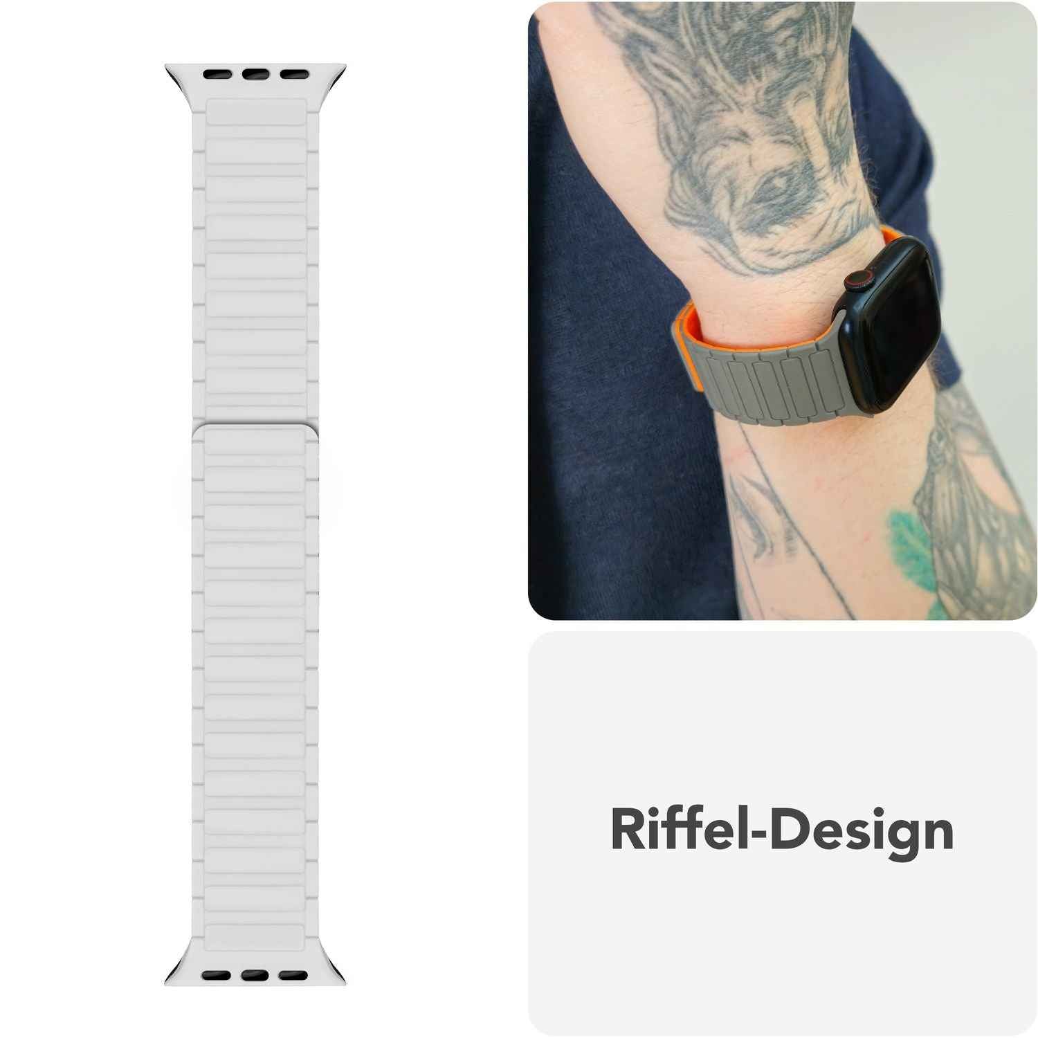 NALIA Nexus Armband für Apple Watch SE/10/9/8/7/6/5/4/3/2/1, Gehäusegröße 38/40/41/42mm, Magnetisches Silikon Loop Sportarmband mit Wellenstruktur