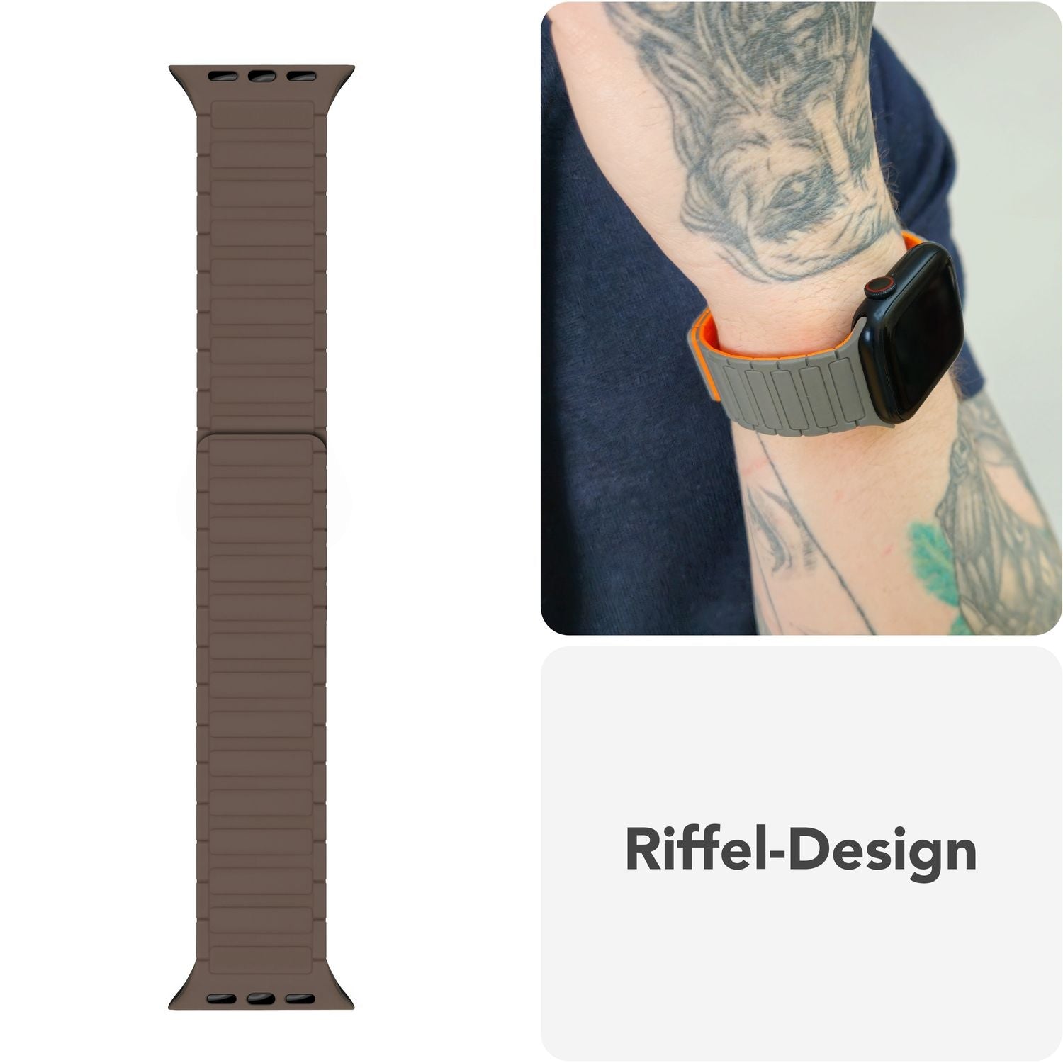 Silikon Armband für Apple Watch mit Magnetverschluss Wellenstruktur 38-42 mm