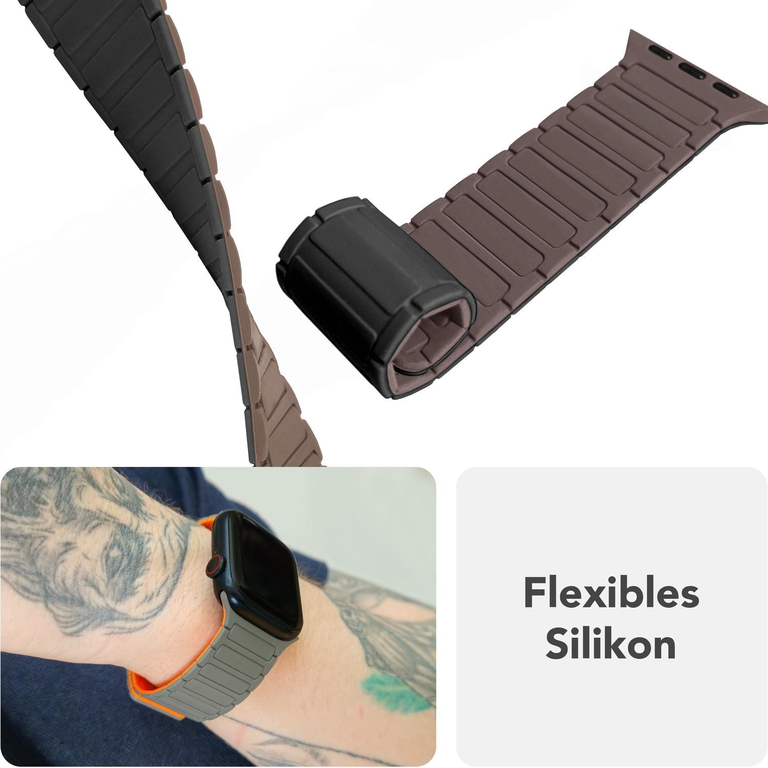 Silikon Armband für Apple Watch mit Magnetverschluss Wellenstruktur 38-42 mm
